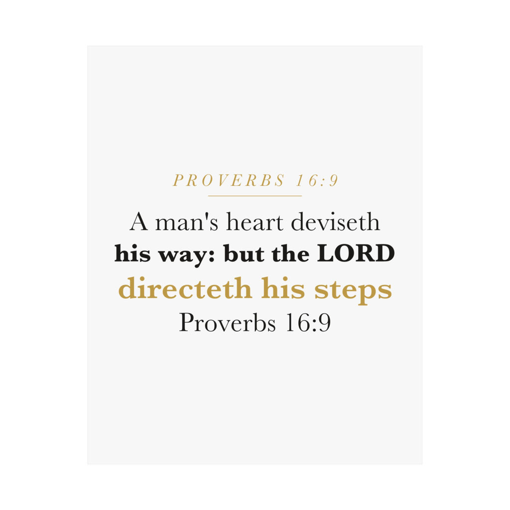 The LORD Directeth His Steps Proverbs 16:9 New Job Promotion Gift Poster | Minimalist Christian Print for New Career