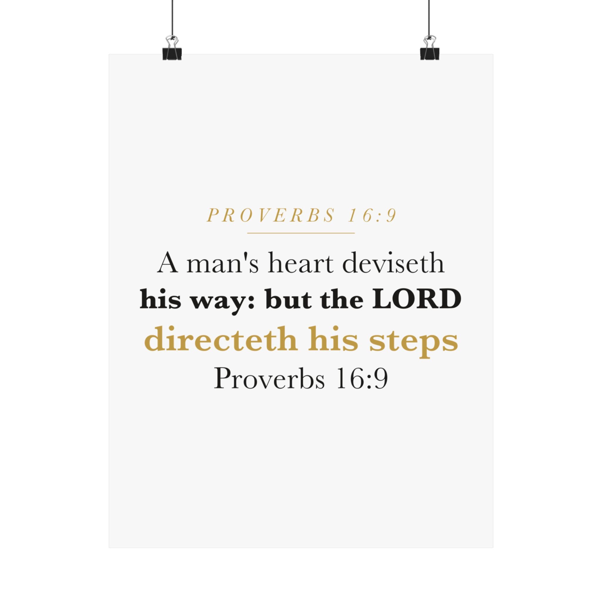 The LORD Directeth His Steps Proverbs 16:9 New Job Promotion Gift Poster | Minimalist Christian Print for New Career