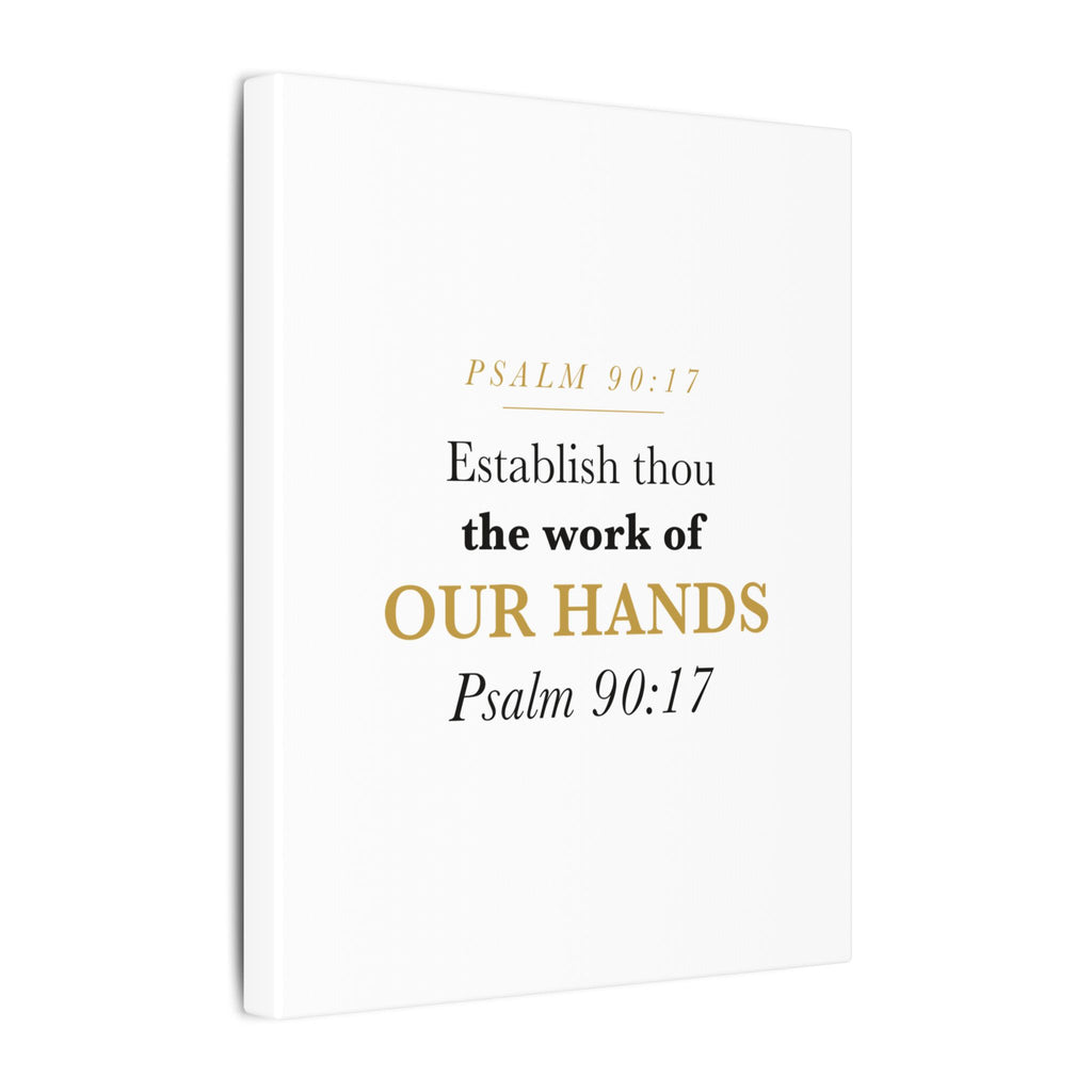 Establish the Work of Our Hands Psalm 90:17 Retirement Gift Canvas | Elegant Serif Christian Wall Art for Retiree