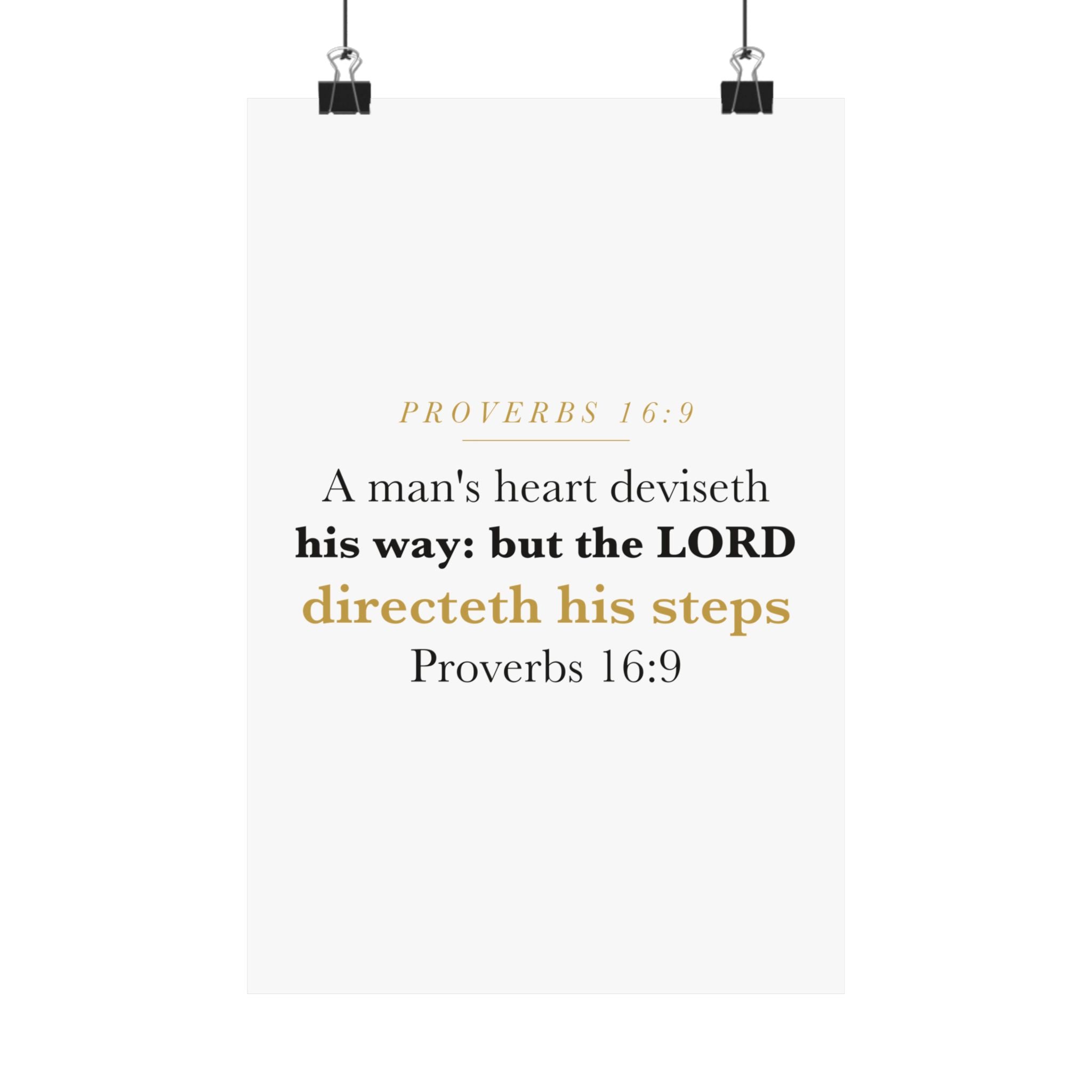 The LORD Directeth His Steps Proverbs 16:9 New Job Promotion Gift Poster | Minimalist Christian Print for New Career