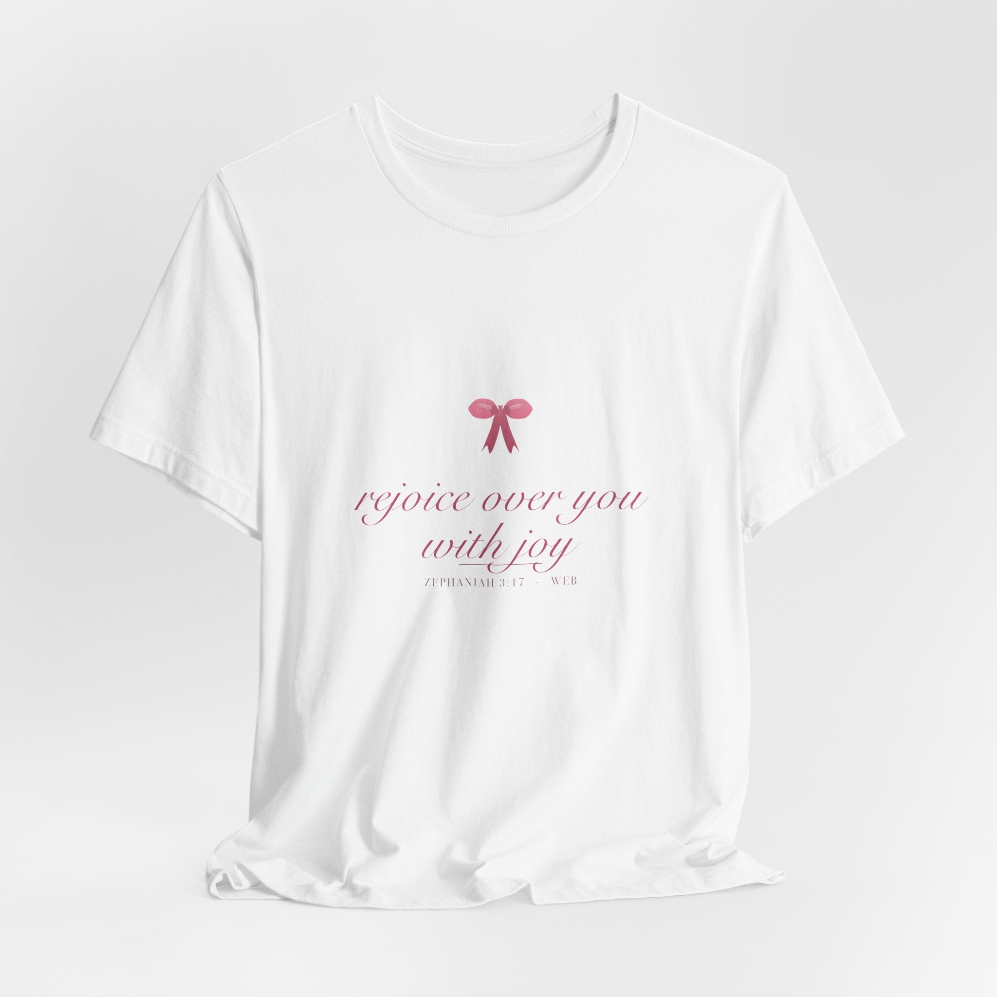 Rejoice Over You With Joy Shirt, Coquette Christian Tee, Soft Girl Faith Aesthetic, Bible Verse
