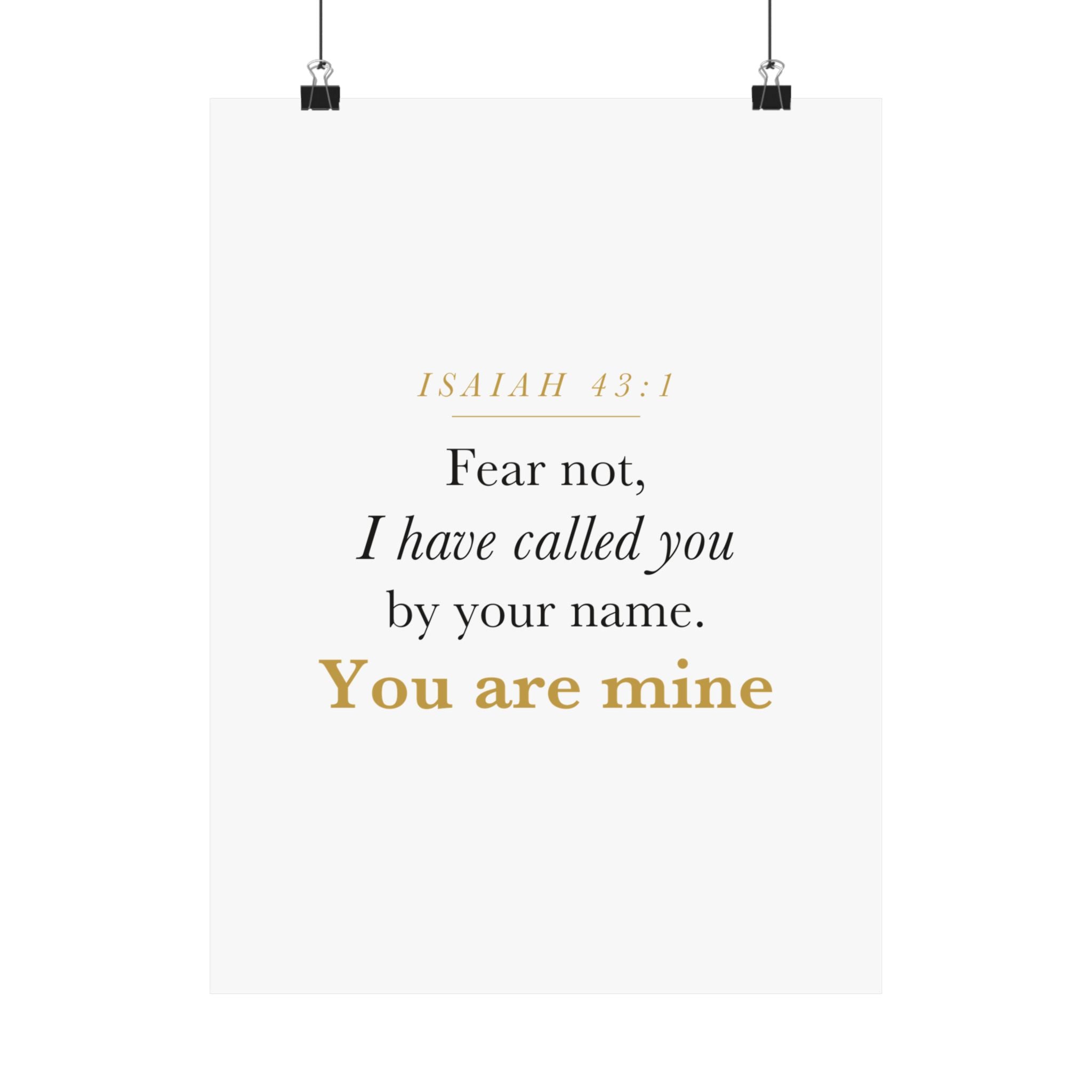 Isaiah 43:1 Nursery Wall Art — Fear Not, You Are Mine — Christian Baby Girl Scripture Print