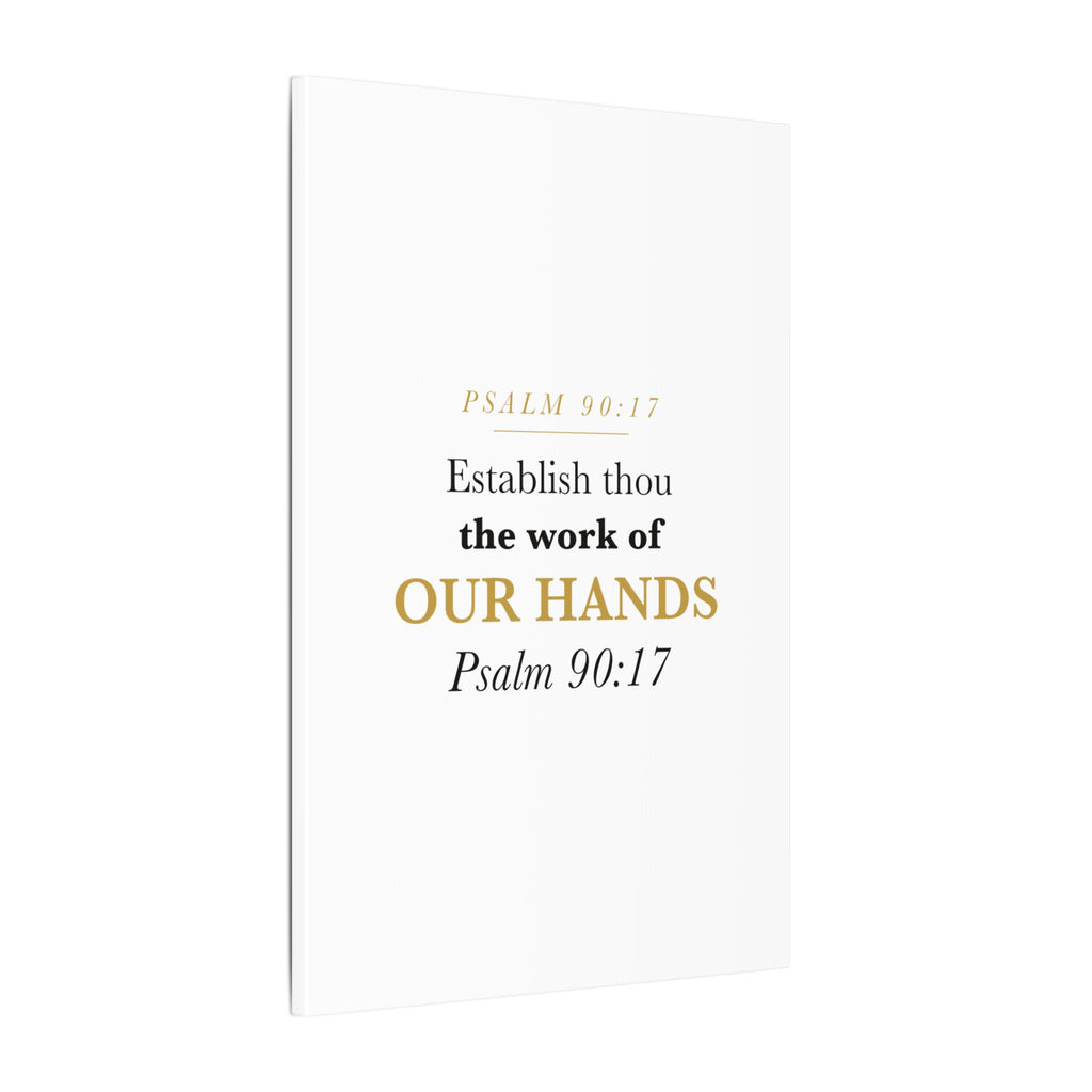 Establish the Work of Our Hands Psalm 90:17 Retirement Gift Canvas | Elegant Serif Christian Wall Art for Retiree