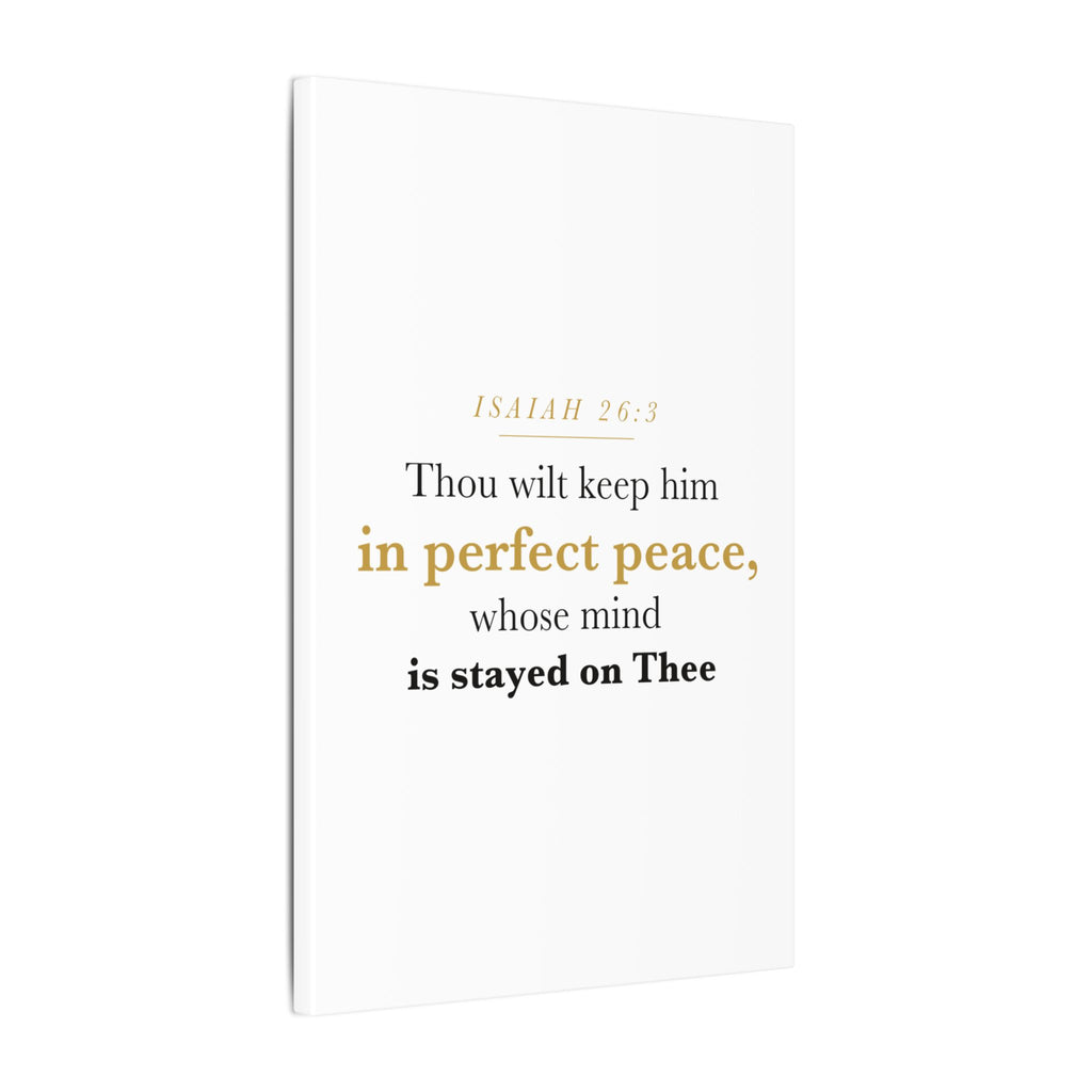 Perfect Peace Bible Verse Canvas — Whose Mind Is Stayed on Thee, Isaiah 26:3 Minimalist Neutral Scripture Wall Art