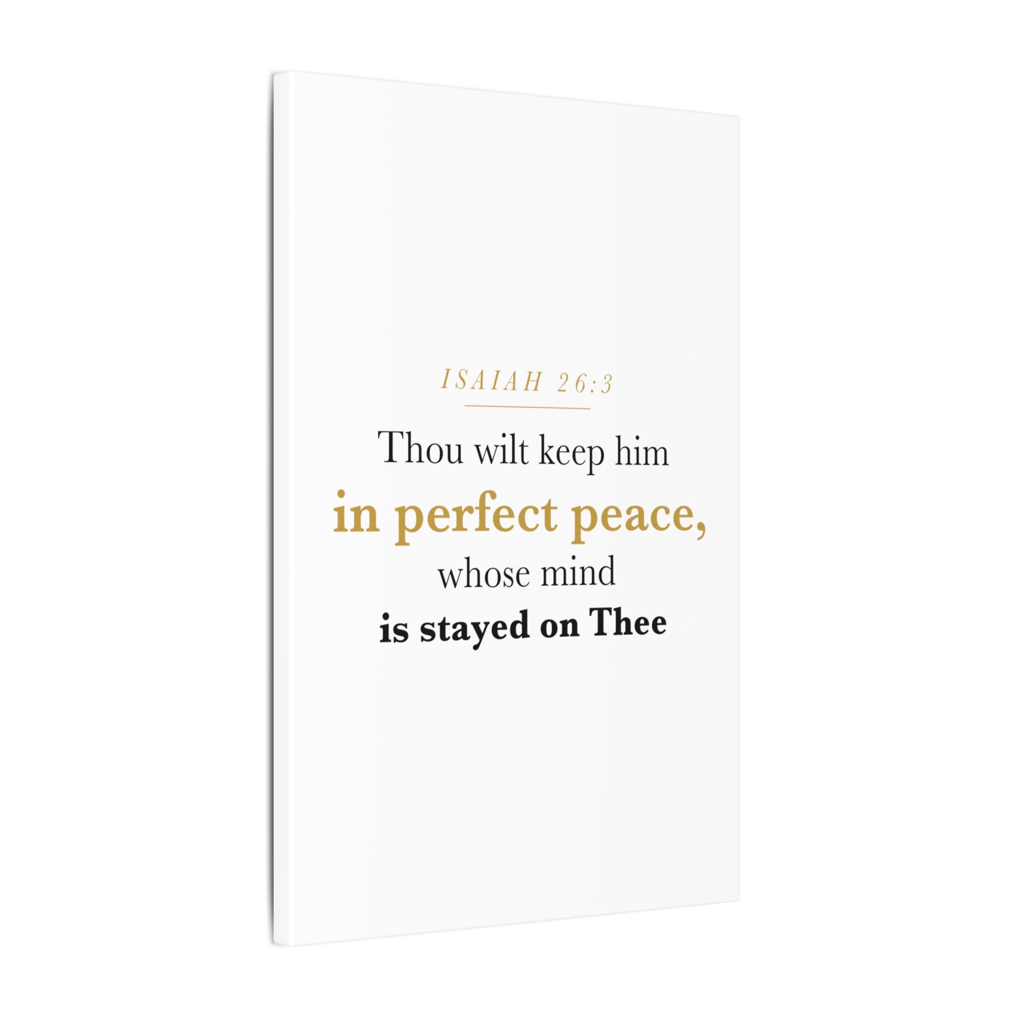 Perfect Peace Bible Verse Canvas — Whose Mind Is Stayed on Thee, Isaiah 26:3 Minimalist Neutral Scripture Wall Art