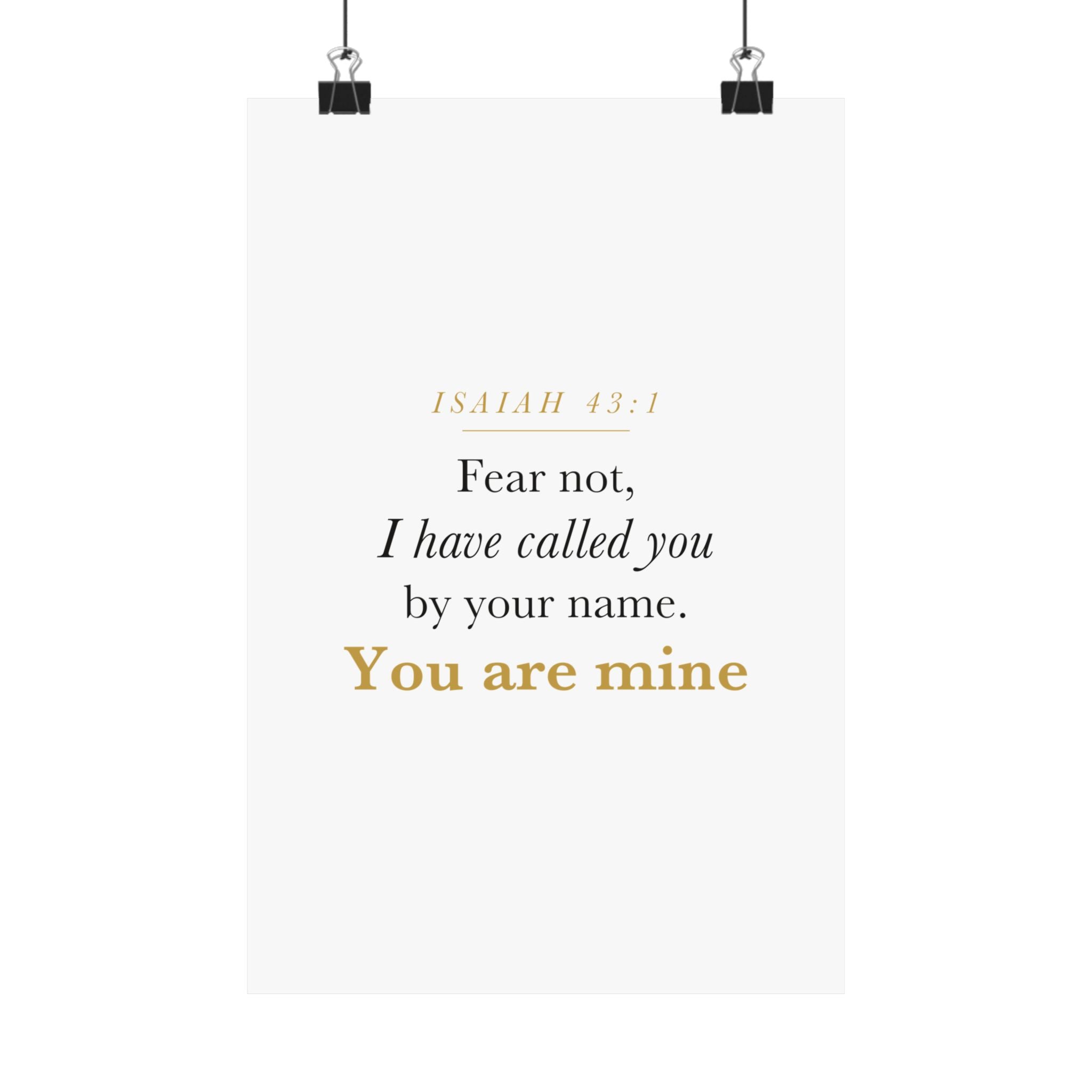 Isaiah 43:1 Nursery Wall Art — Fear Not, You Are Mine — Christian Baby Girl Scripture Print