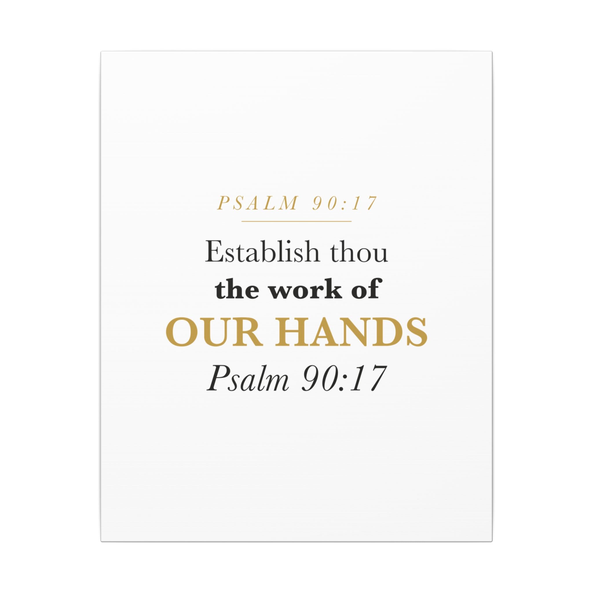 Establish the Work of Our Hands Psalm 90:17 Retirement Gift Canvas | Elegant Serif Christian Wall Art for Retiree