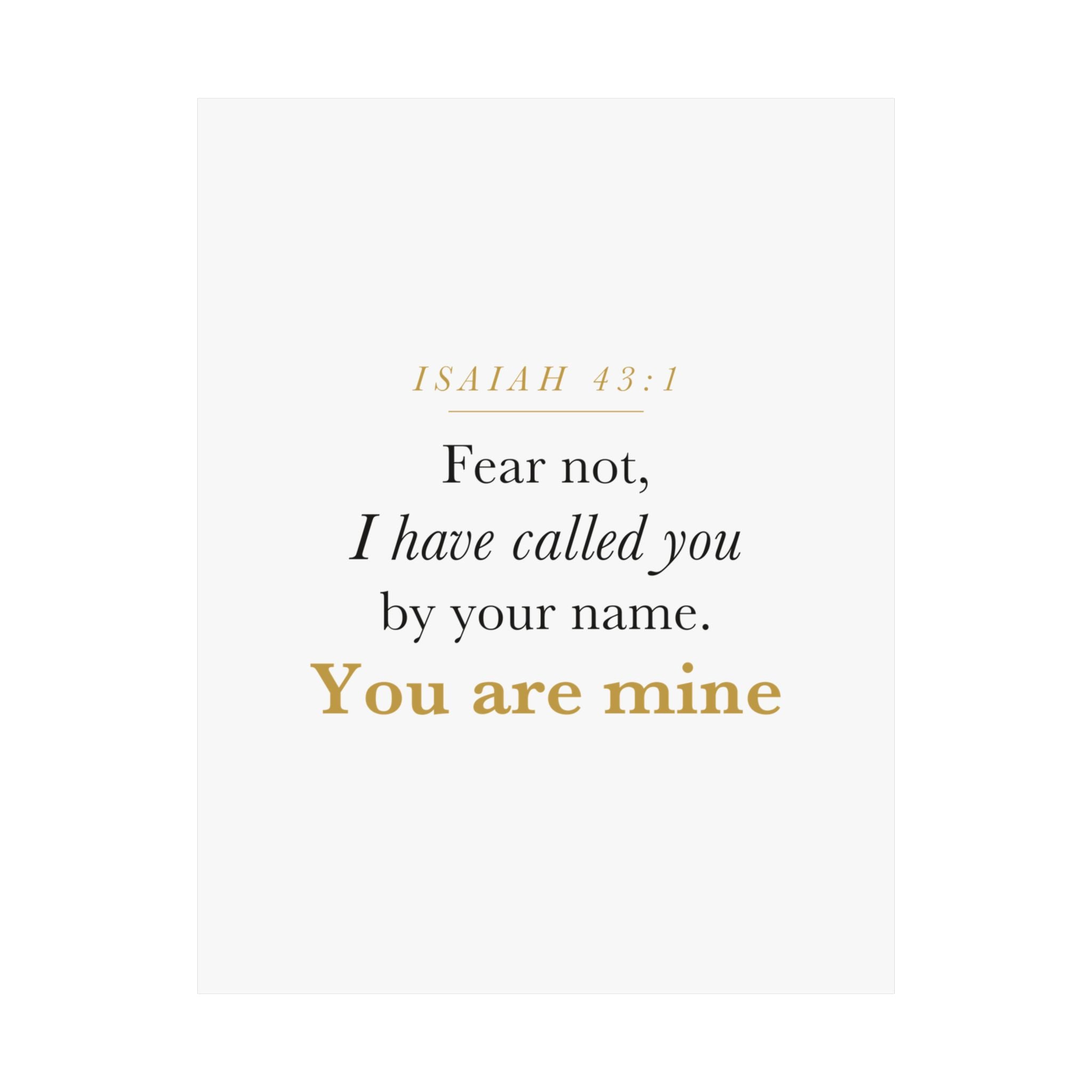 Isaiah 43:1 Nursery Wall Art — Fear Not, You Are Mine — Christian Baby Girl Scripture Print