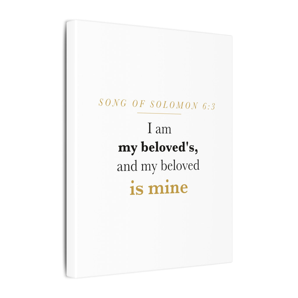 Christian Wedding Gift Scripture Wall Art — I Am My Beloved's, Song of Solomon 6:3 Anniversary Canvas