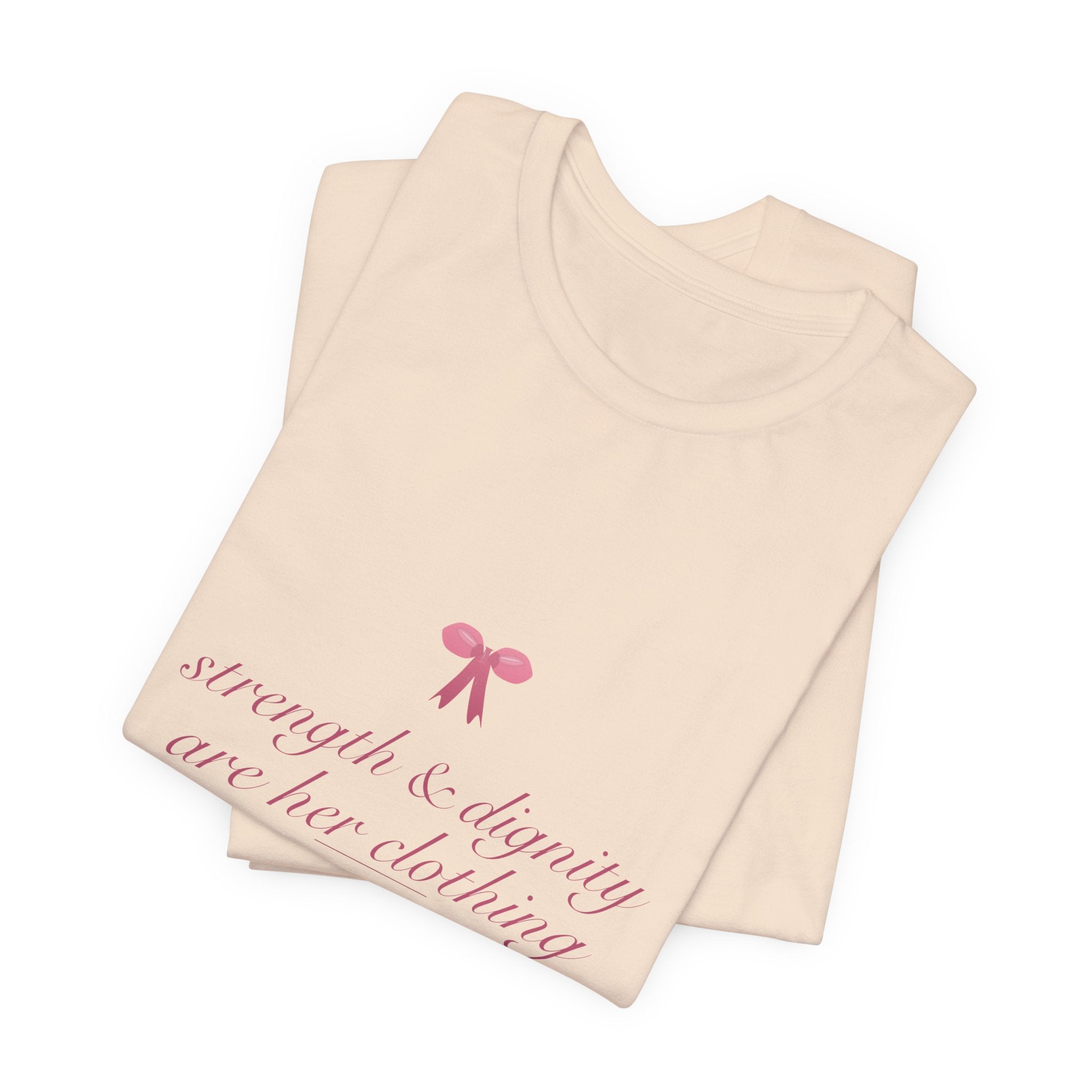 Strength & Dignity Shirt, Proverbs 31 Coquette Christian Tee, Soft Girl Faith Aesthetic Bible Verse