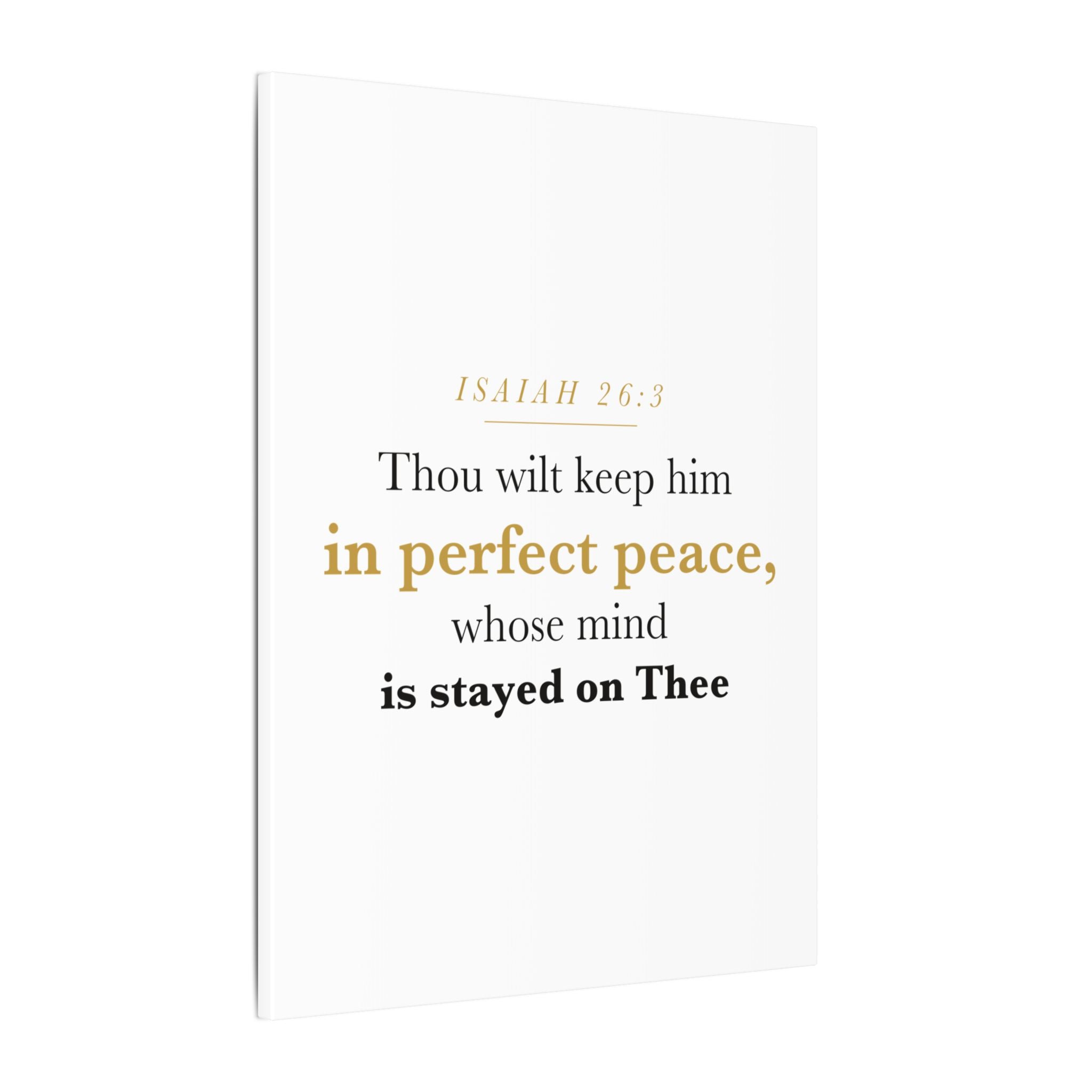 Perfect Peace Bible Verse Canvas — Whose Mind Is Stayed on Thee, Isaiah 26:3 Minimalist Neutral Scripture Wall Art