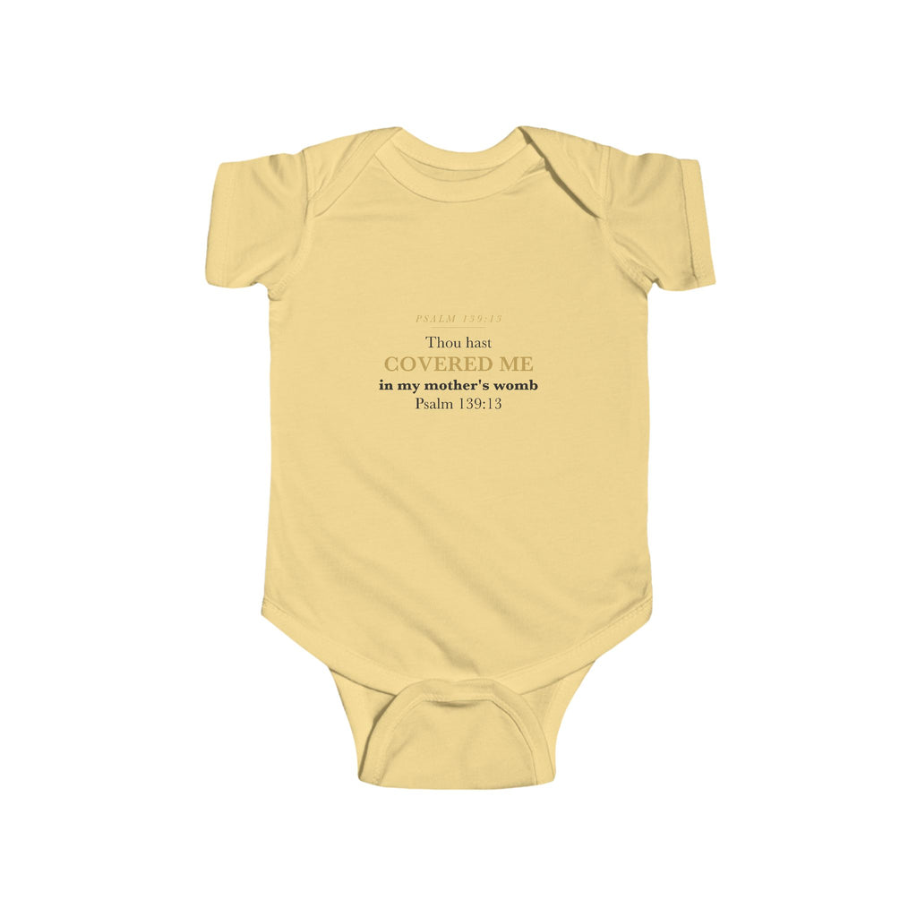Baby Announcement Bodysuit Psalm 139:13 Covered In My Mother's Womb Pregnancy Reveal Christian Newborn Gift