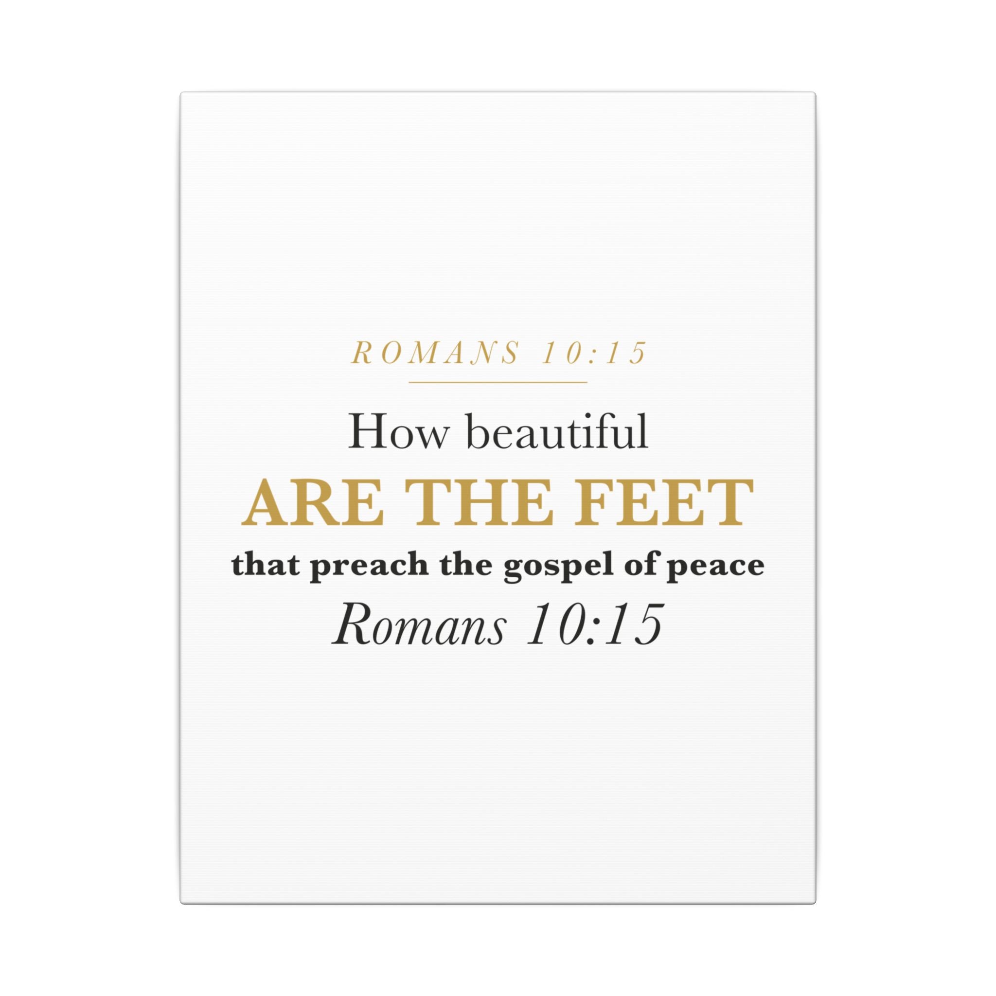 How Beautiful Are the Feet Romans 10:15 Missionary Sending Gift Canvas | Elegant Christian Wall Art for Missions Commissioning