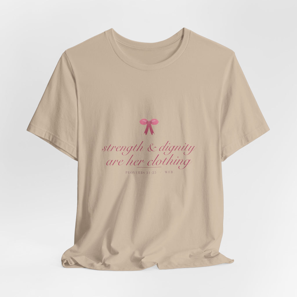 Strength & Dignity Shirt, Proverbs 31 Coquette Christian Tee, Soft Girl Faith Aesthetic Bible Verse