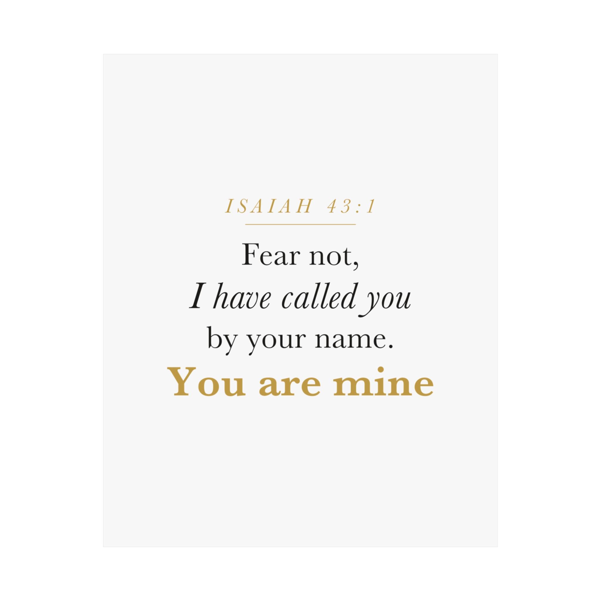 Isaiah 43:1 Nursery Wall Art — Fear Not, You Are Mine — Christian Baby Girl Scripture Print