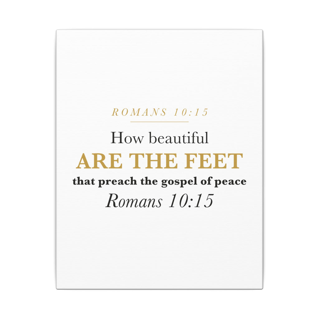 How Beautiful Are the Feet Romans 10:15 Missionary Sending Gift Canvas | Elegant Christian Wall Art for Missions Commissioning