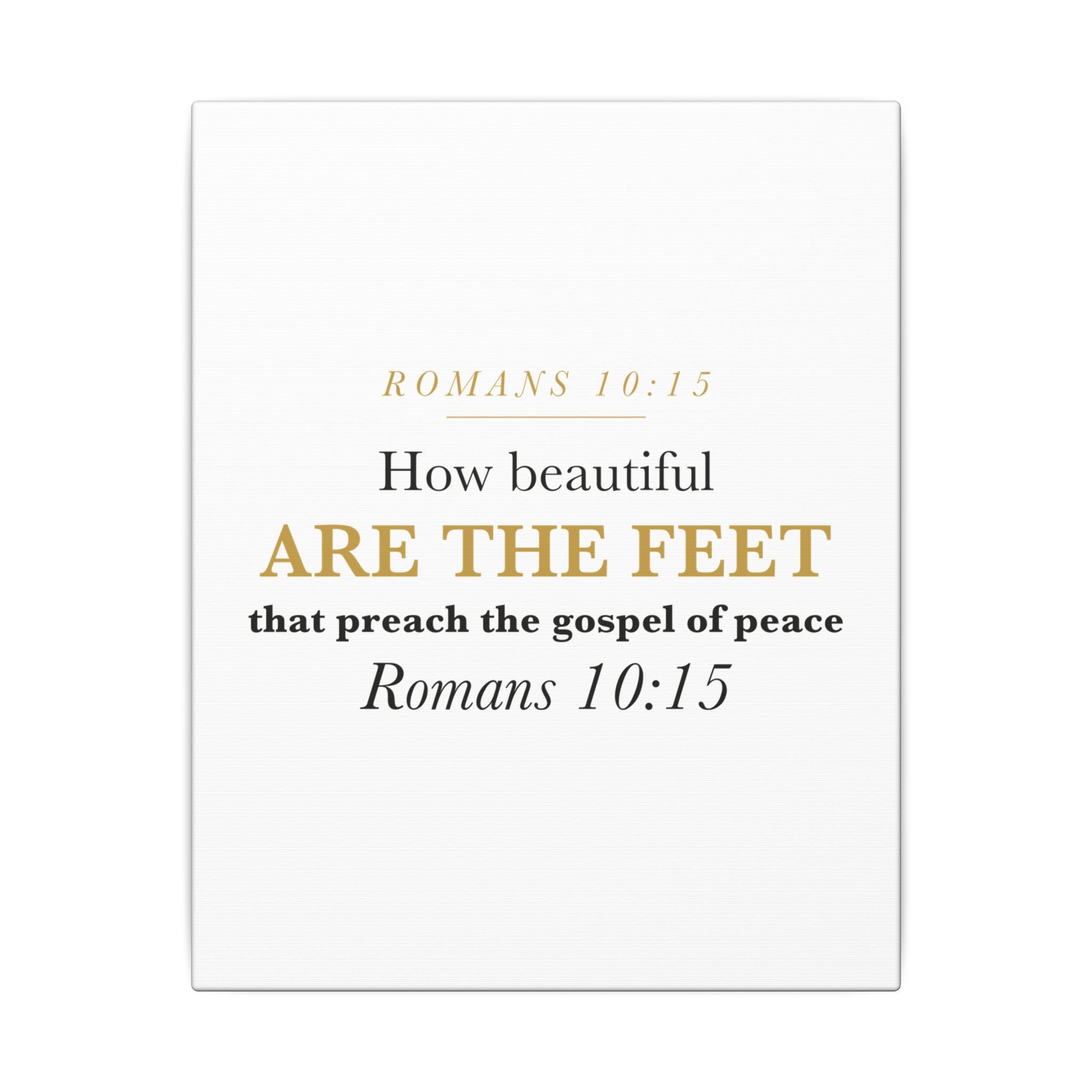 How Beautiful Are the Feet Romans 10:15 Missionary Sending Gift Canvas | Elegant Christian Wall Art for Missions Commissioning