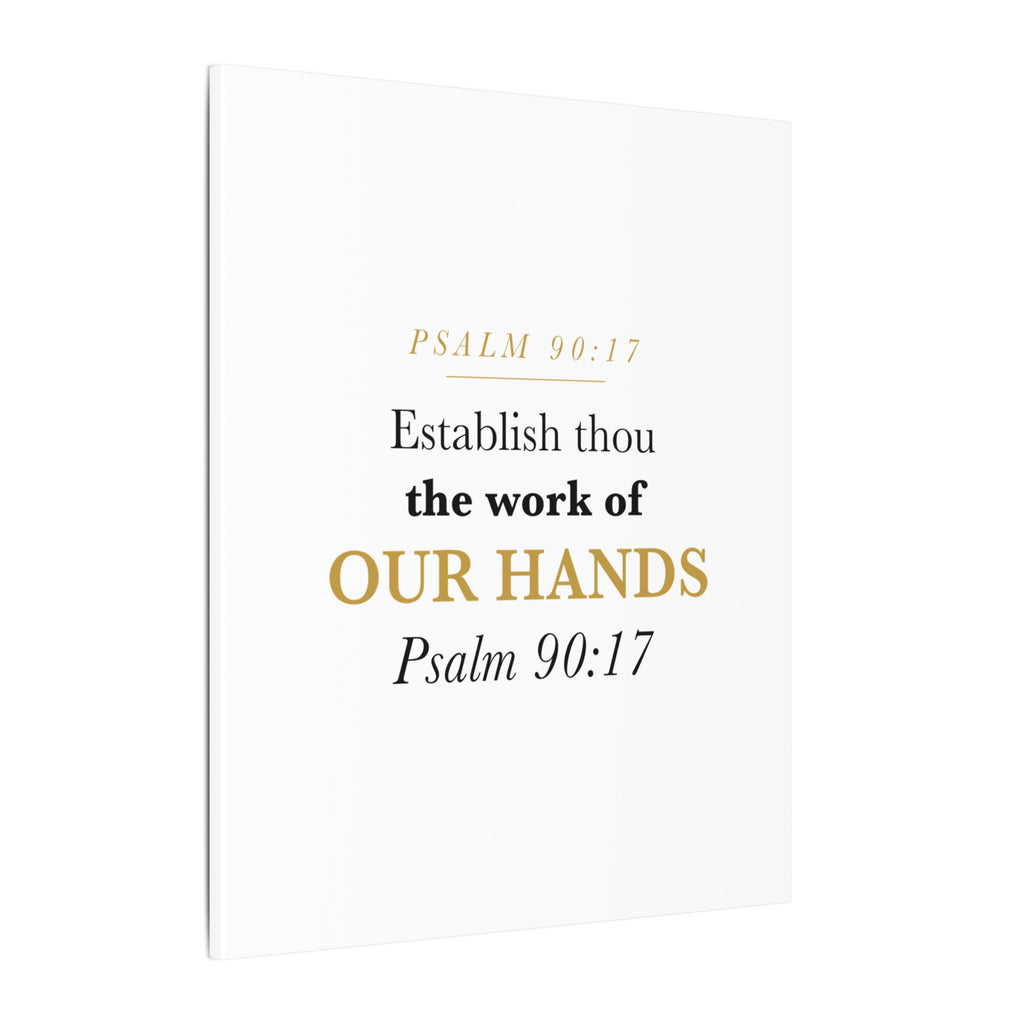 Establish the Work of Our Hands Psalm 90:17 Retirement Gift Canvas | Elegant Serif Christian Wall Art for Retiree