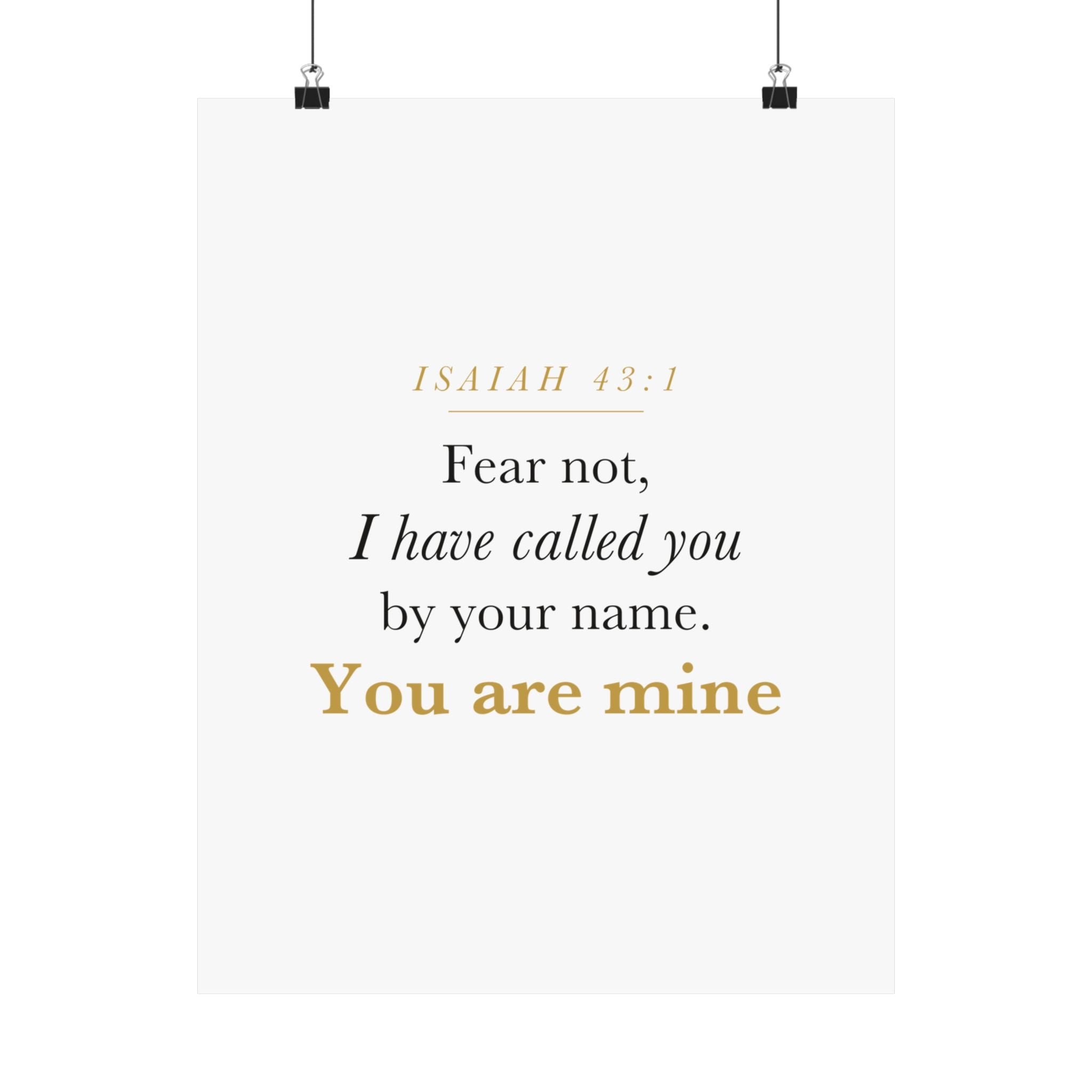 Isaiah 43:1 Nursery Wall Art — Fear Not, You Are Mine — Christian Baby Girl Scripture Print