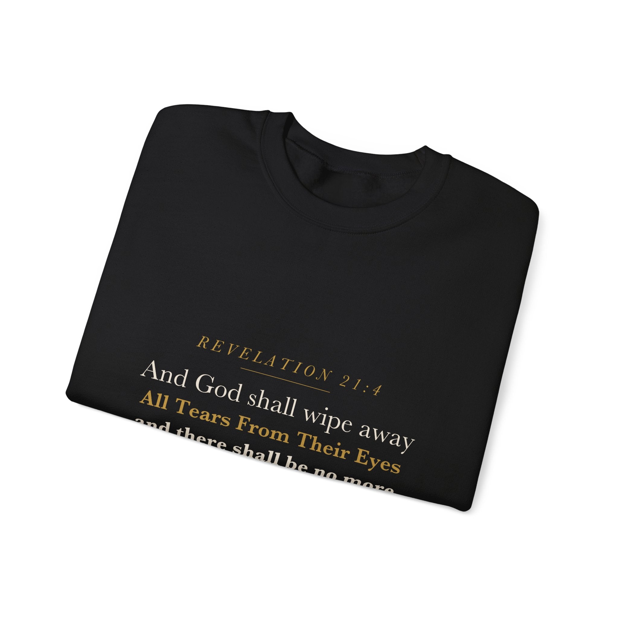 No More Tears Memorial Crewneck | Revelation 21:4 Grief & Loss Sweatshirt | Sympathy Gift for Loss of Spouse or Parent