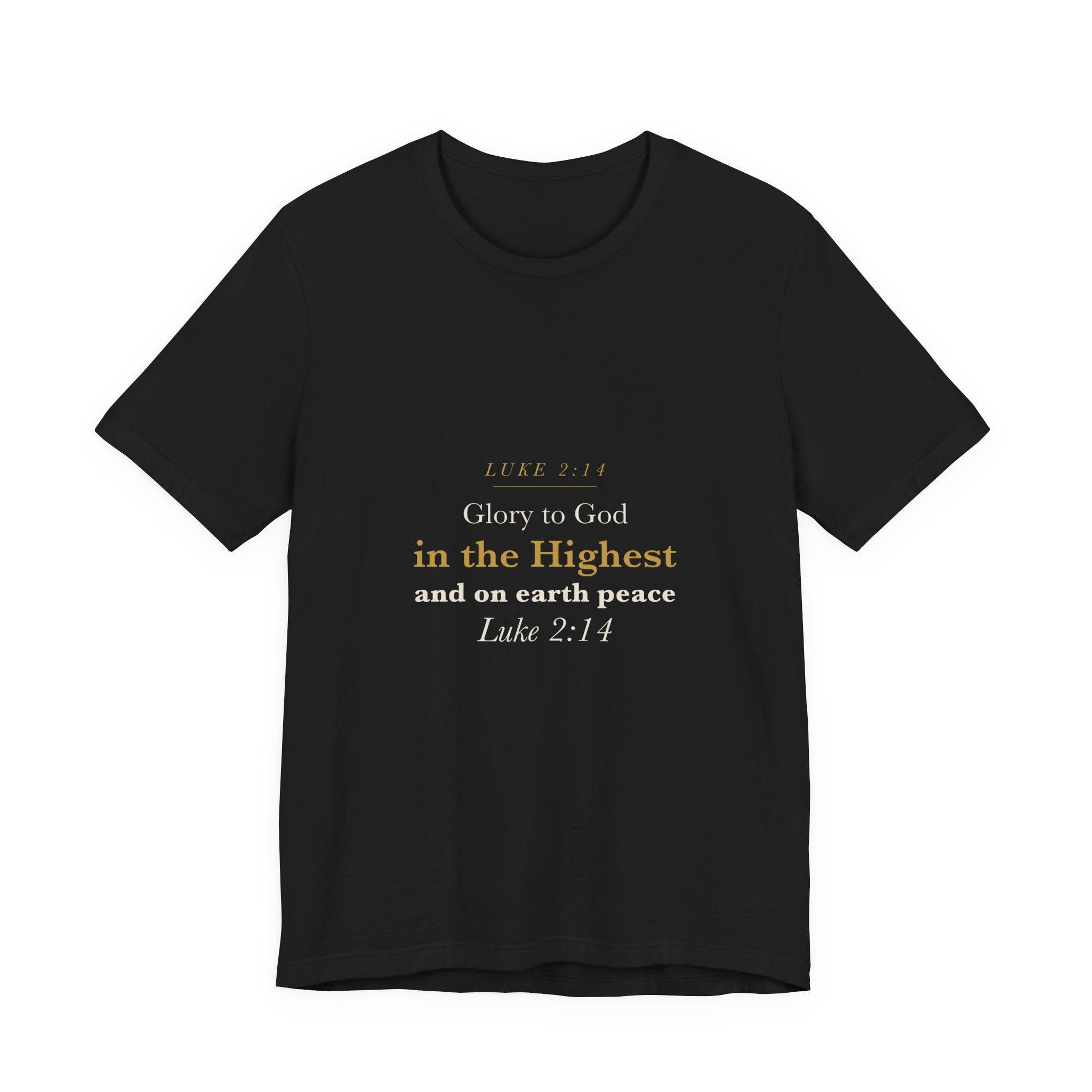 Glory to God in the Highest - Luke 2:14 Christmas Nativity Scripture Shirt - Elegant Serif Faith Christmas Tee (Dark)