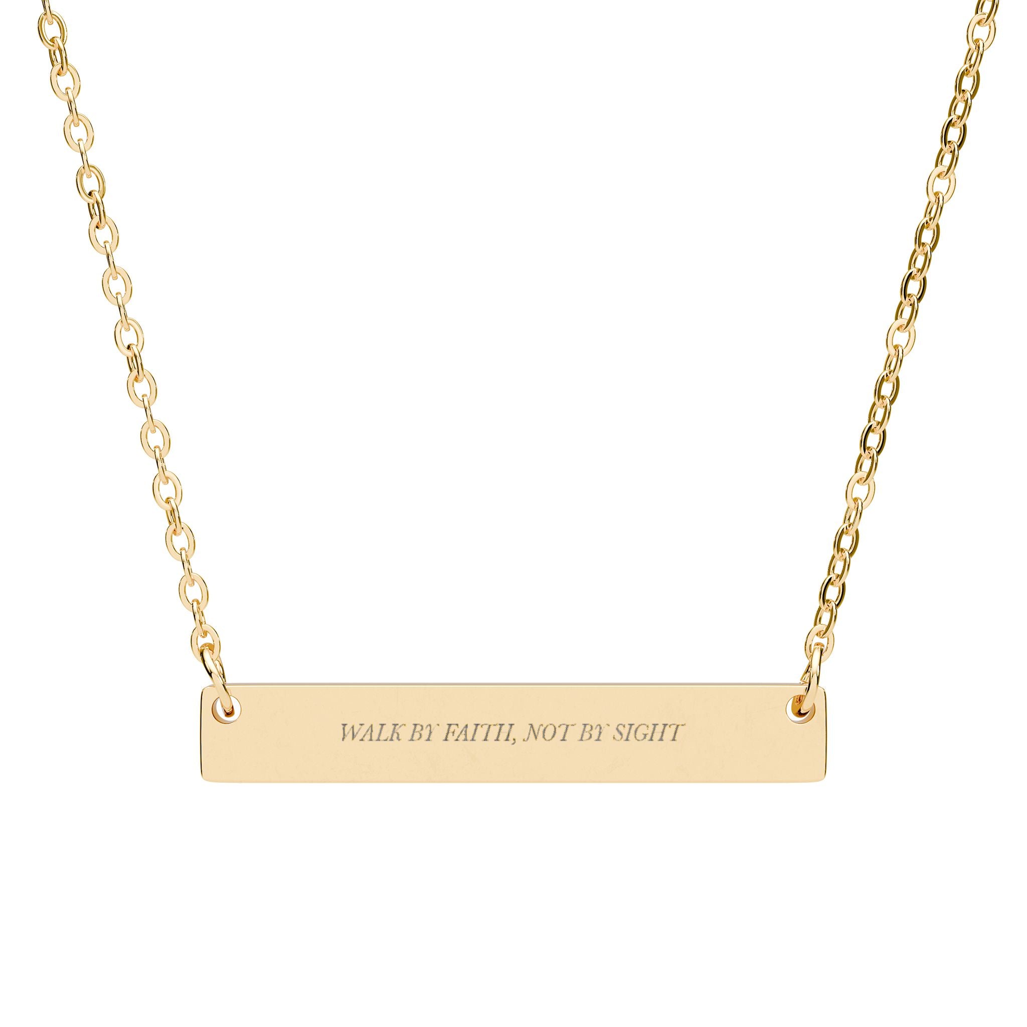 Walk by Faith Not by Sight Bar Necklace - 2 Corinthians 5:7 Christian Faith Jewelry, Engraved