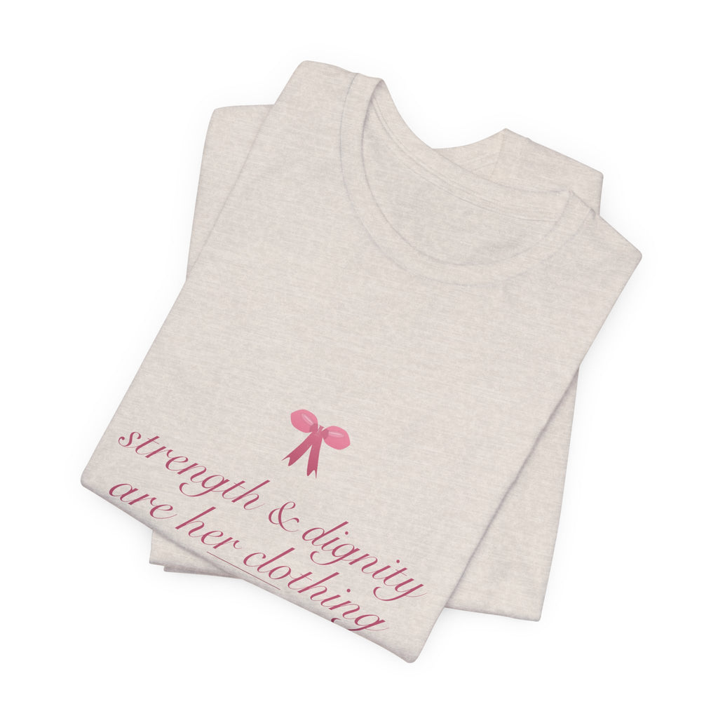 Strength & Dignity Shirt, Proverbs 31 Coquette Christian Tee, Soft Girl Faith Aesthetic Bible Verse