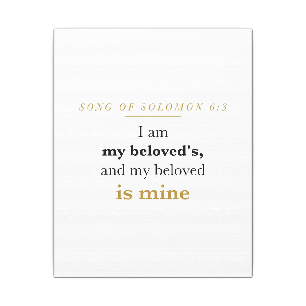 Christian Wedding Gift Scripture Wall Art — I Am My Beloved's, Song of Solomon 6:3 Anniversary Canvas