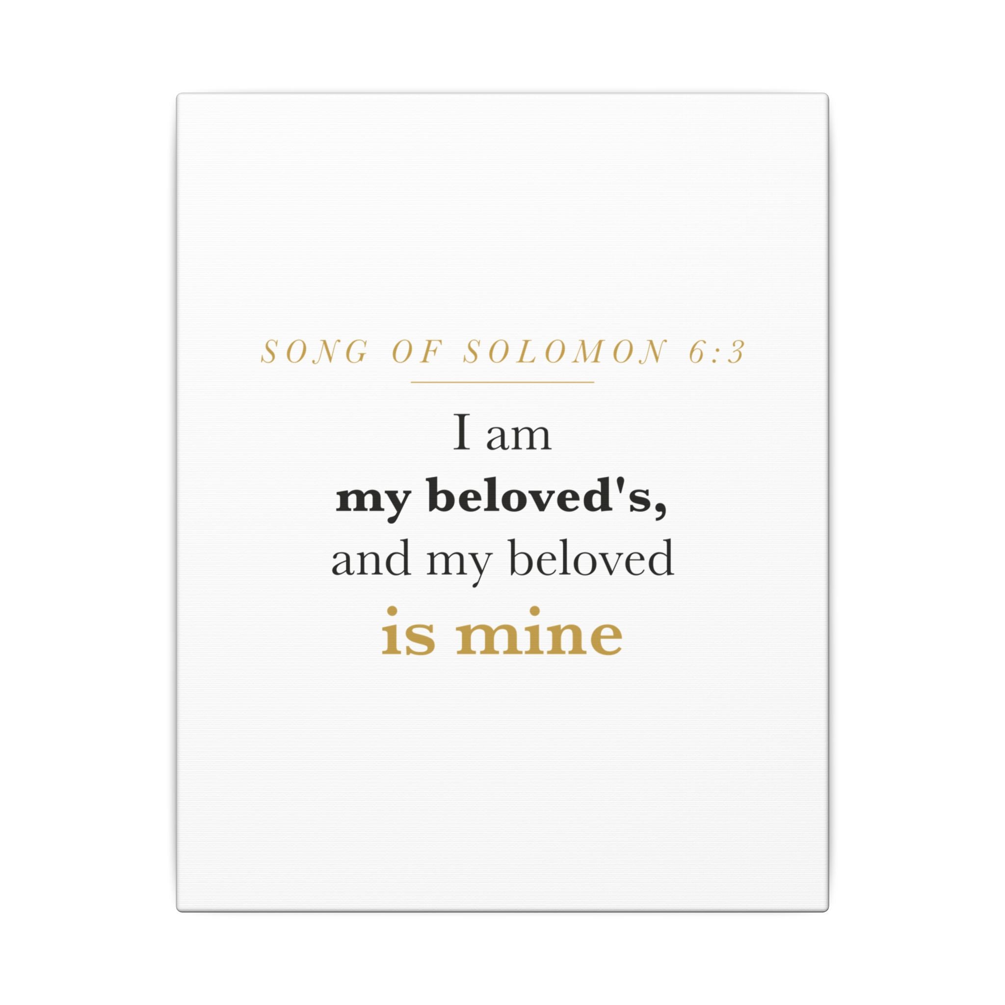 Christian Wedding Gift Scripture Wall Art — I Am My Beloved's, Song of Solomon 6:3 Anniversary Canvas