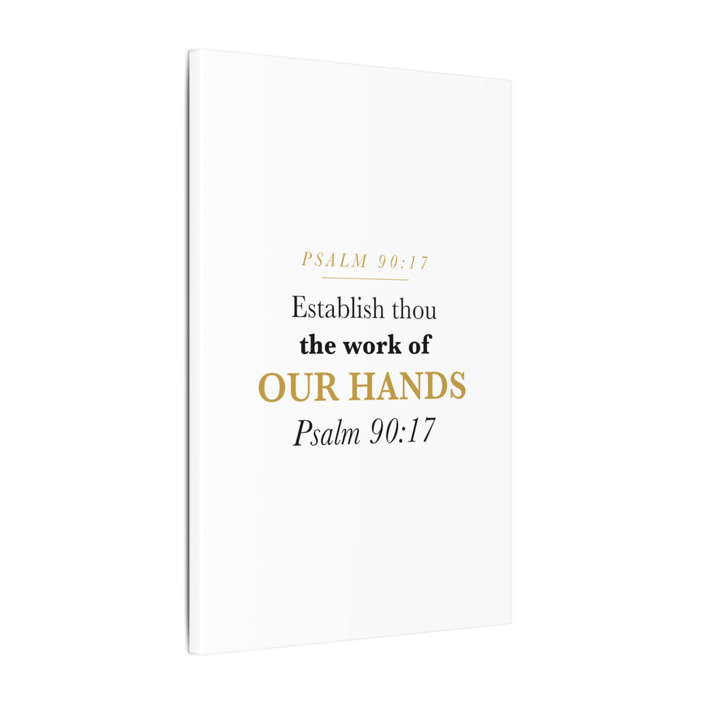 Establish the Work of Our Hands Psalm 90:17 Retirement Gift Canvas | Elegant Serif Christian Wall Art for Retiree