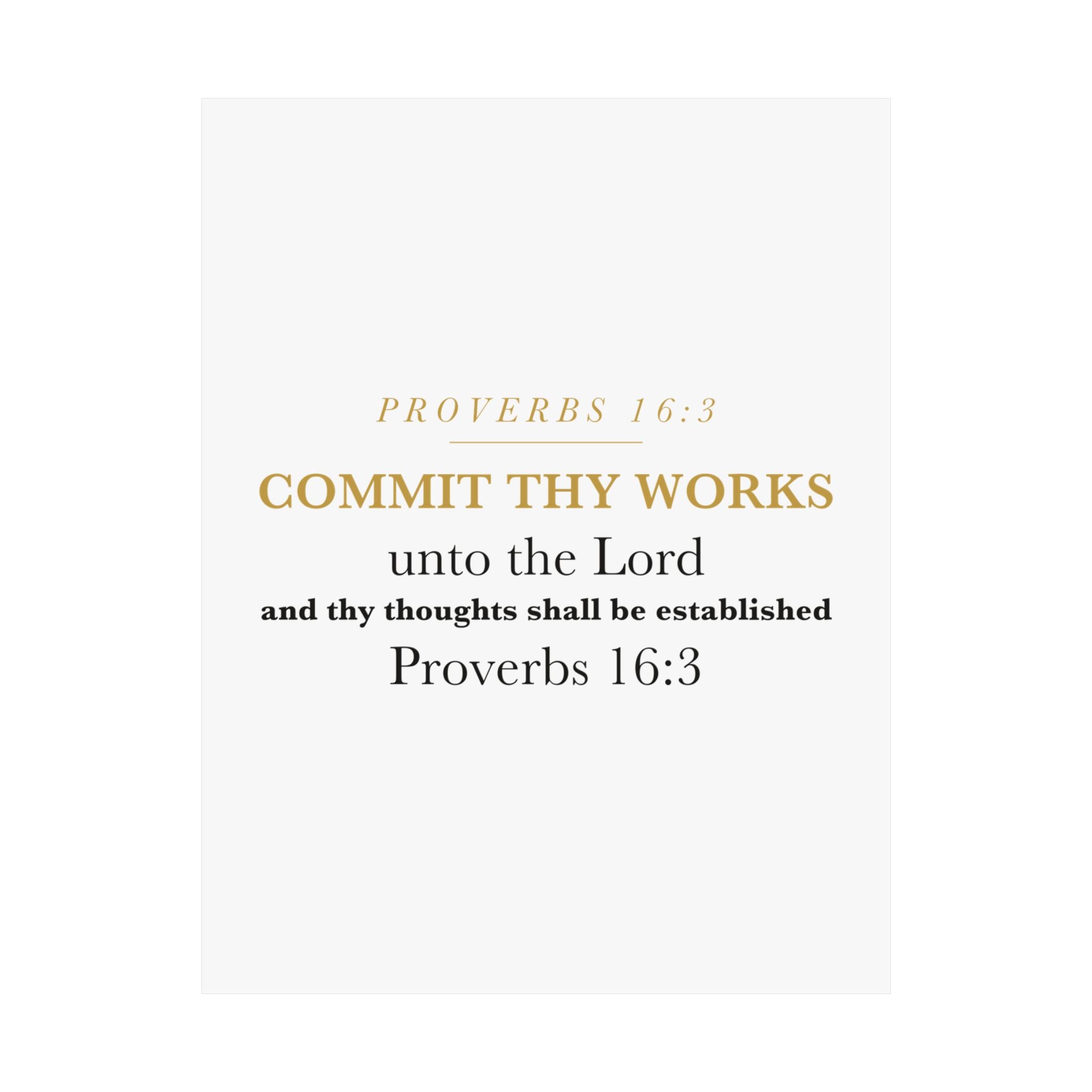 Commit Thy Works Unto the Lord Proverbs 16:3 Christian Entrepreneur Wall Art Poster