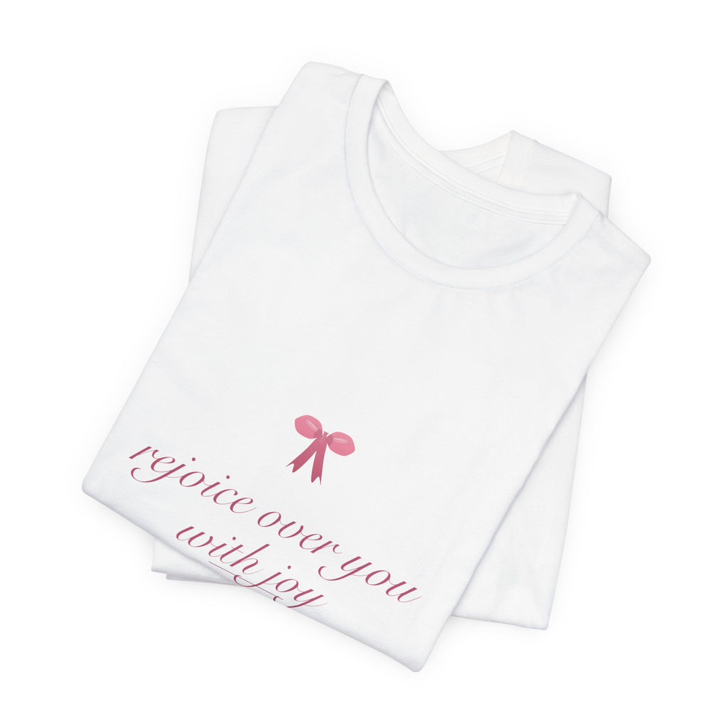 Rejoice Over You With Joy Shirt, Coquette Christian Tee, Soft Girl Faith Aesthetic, Bible Verse