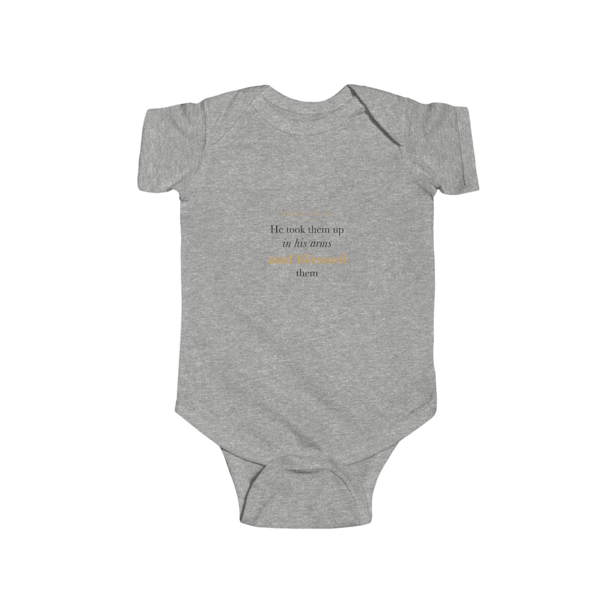 Baptism Bodysuit Bible Verse — He Blessed Them, Mark 10:16 Baby Dedication Christening Gift Onesie