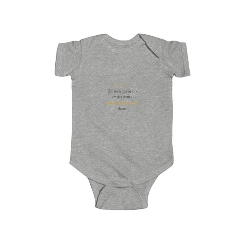 Baptism Bodysuit Bible Verse — He Blessed Them, Mark 10:16 Baby Dedication Christening Gift Onesie