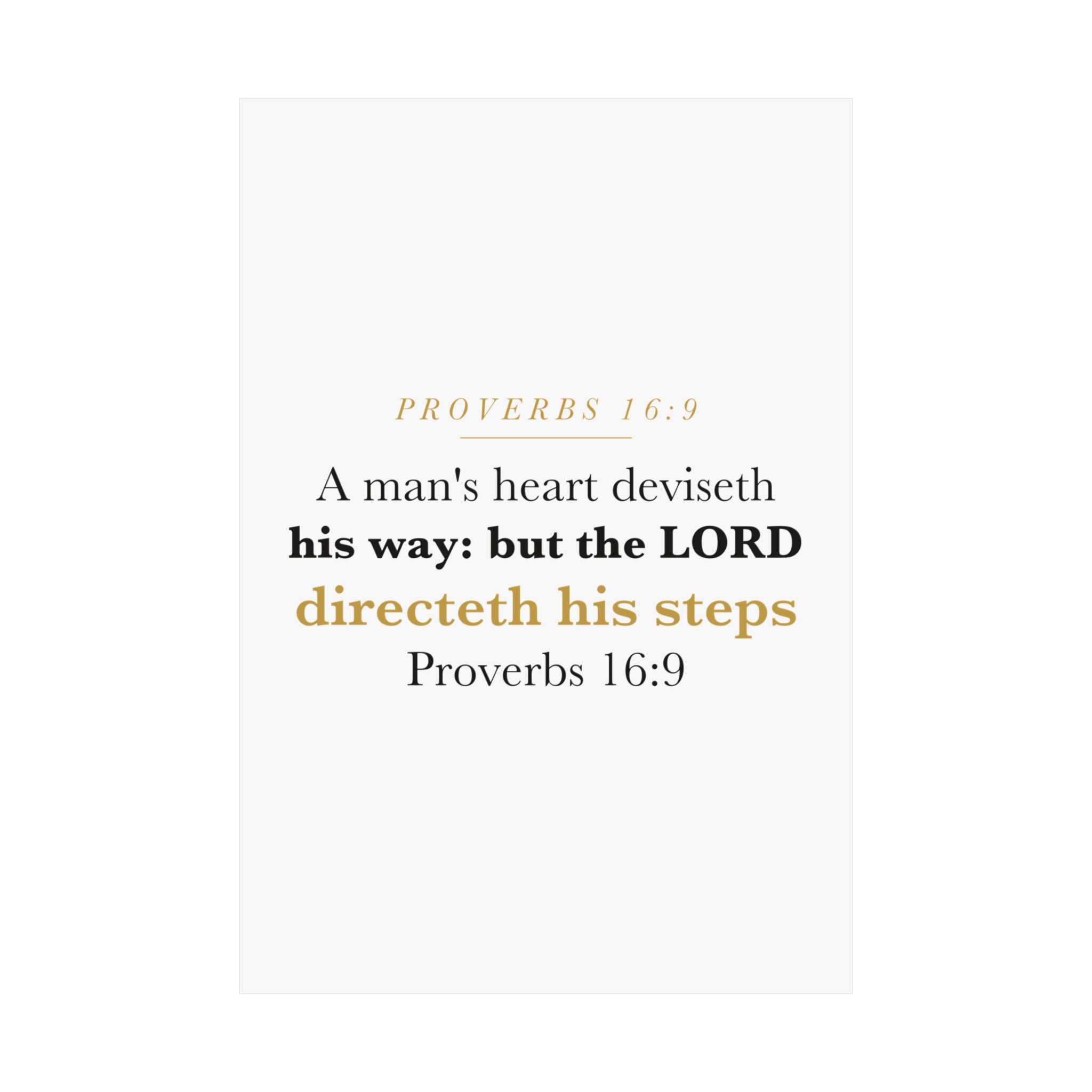 The LORD Directeth His Steps Proverbs 16:9 New Job Promotion Gift Poster | Minimalist Christian Print for New Career