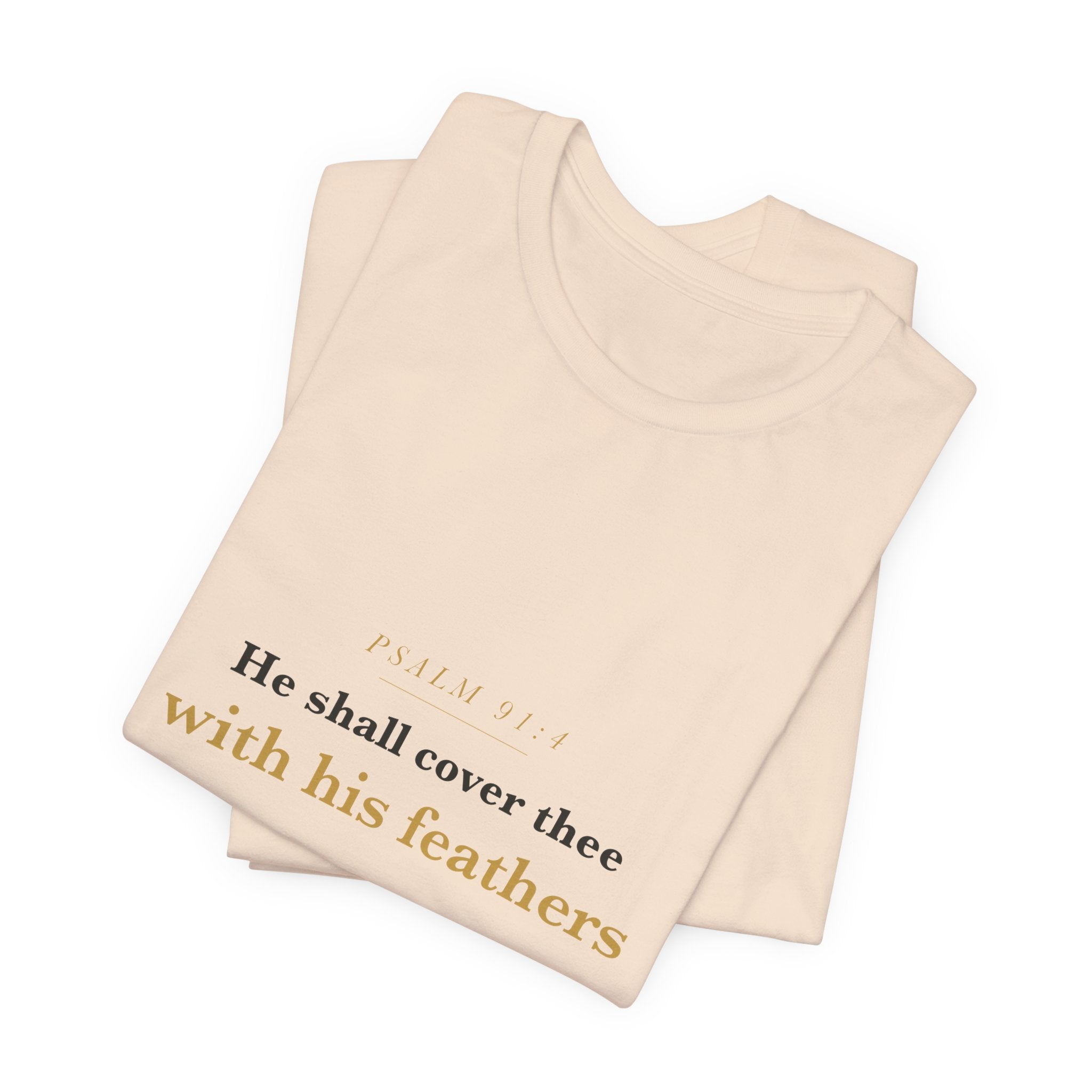 He Shall Cover Thee — Psalm 91:4 Scripture Tee · Light