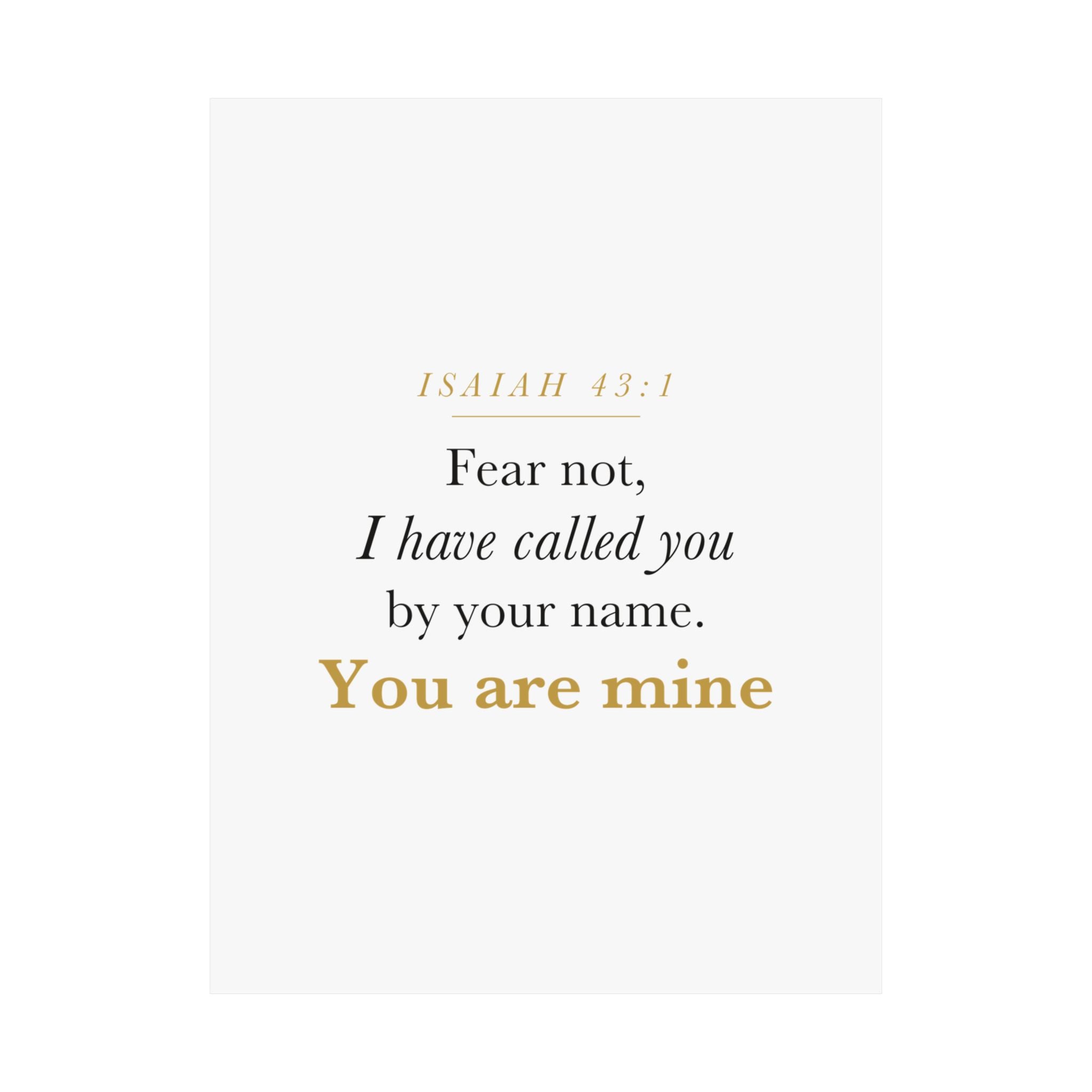 Isaiah 43:1 Nursery Wall Art — Fear Not, You Are Mine — Christian Baby Girl Scripture Print