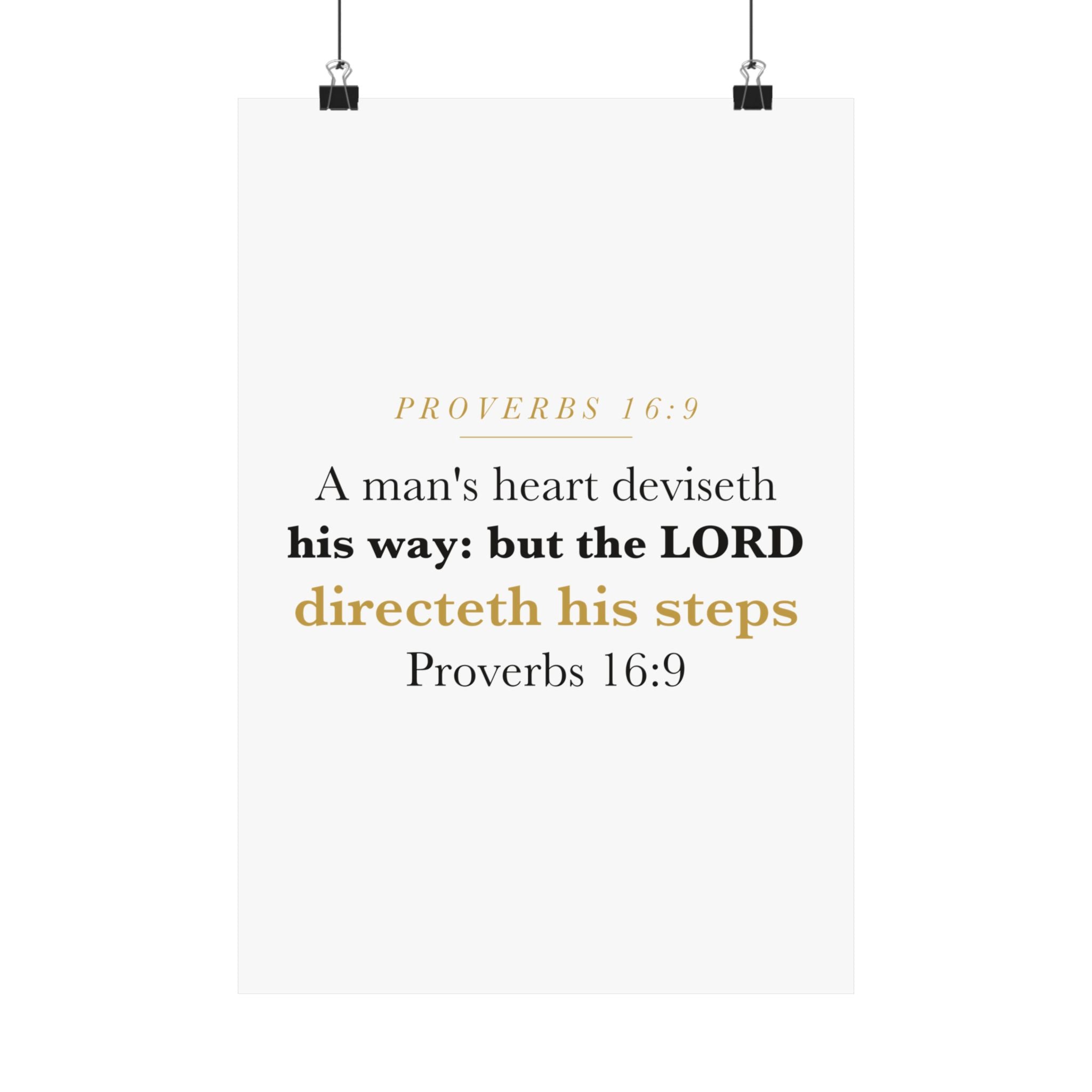The LORD Directeth His Steps Proverbs 16:9 New Job Promotion Gift Poster | Minimalist Christian Print for New Career