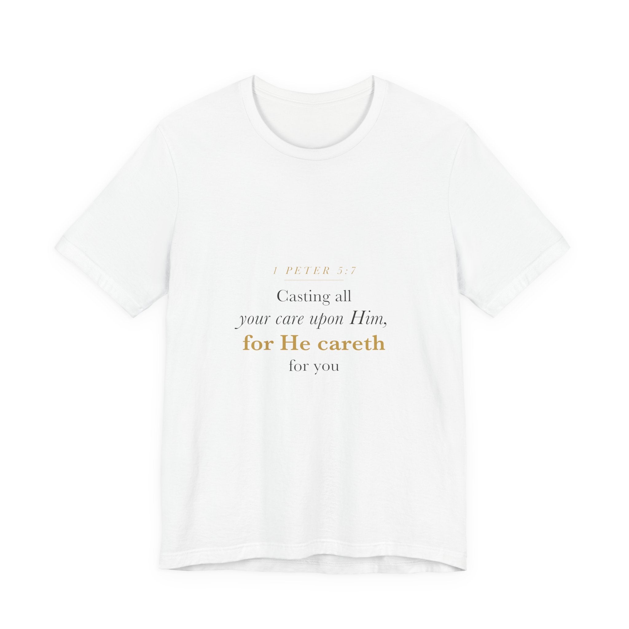 Christian Anxiety Shirt for Women — Casting All Your Care Upon Him, 1 Peter 5:7 Bible Verse Tee