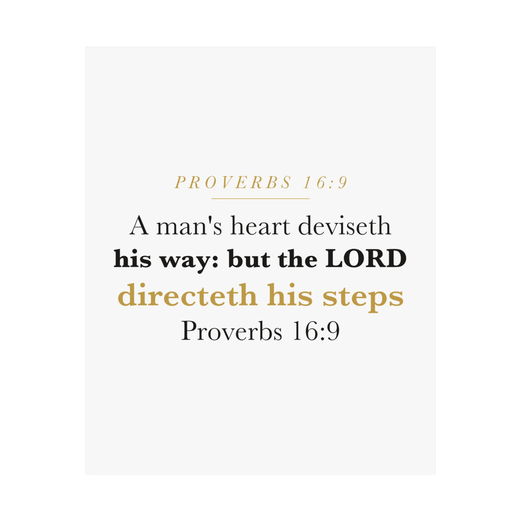 The LORD Directeth His Steps Proverbs 16:9 New Job Promotion Gift Poster | Minimalist Christian Print for New Career