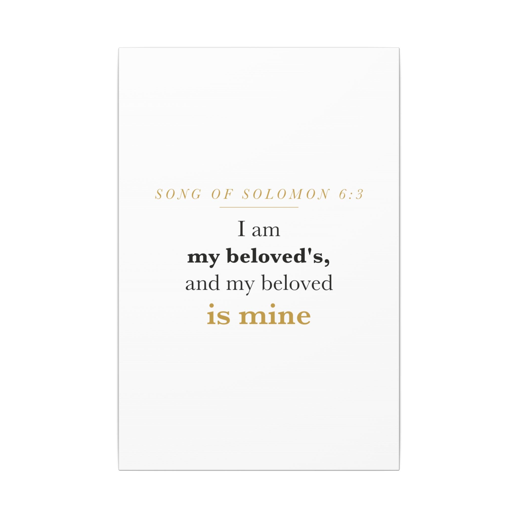 Christian Wedding Gift Scripture Wall Art — I Am My Beloved's, Song of Solomon 6:3 Anniversary Canvas