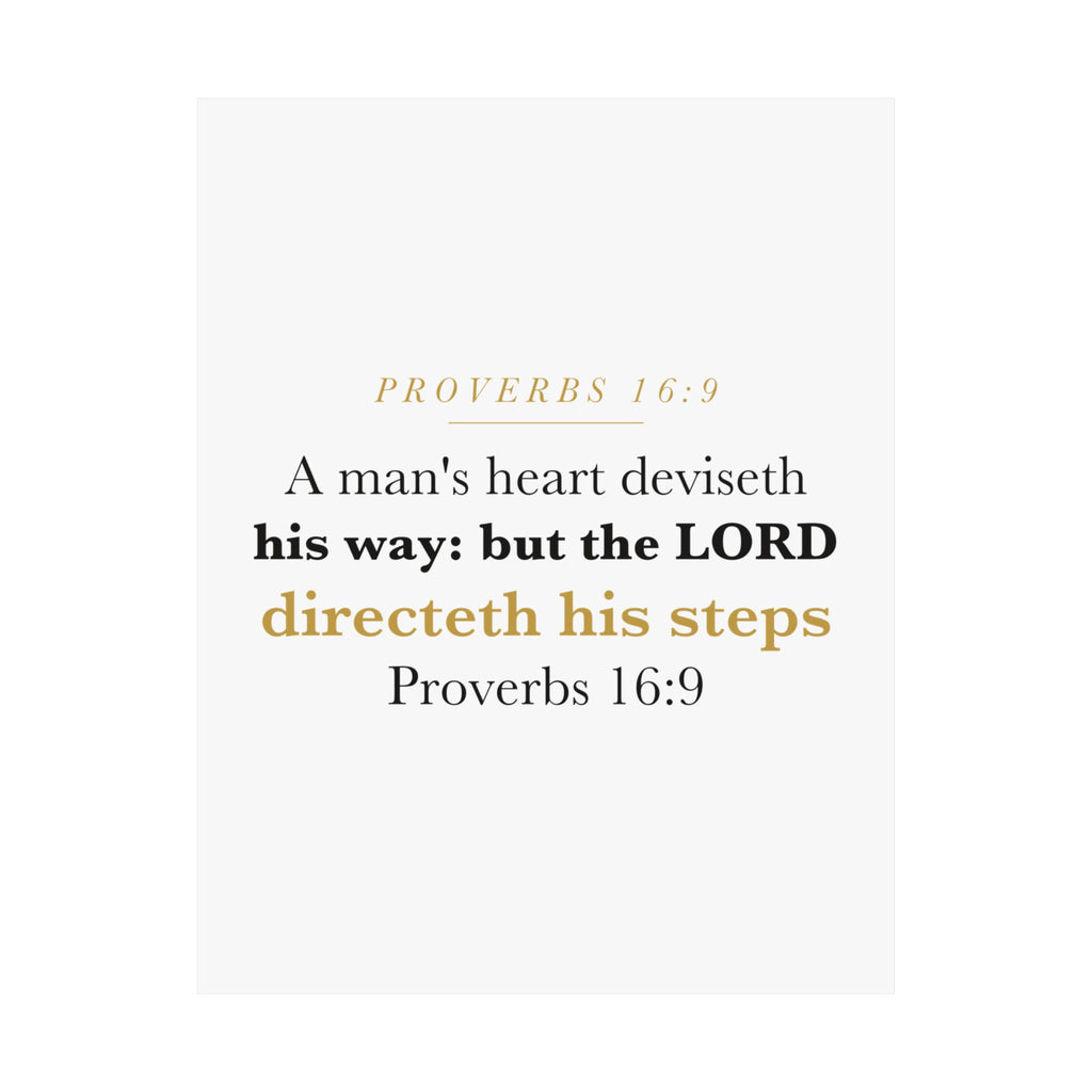 The LORD Directeth His Steps Proverbs 16:9 New Job Promotion Gift Poster | Minimalist Christian Print for New Career