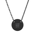 Faith Hope Love Circle Necklace - 1 Corinthians 13:13 Christian Faith Jewelry, Engraved