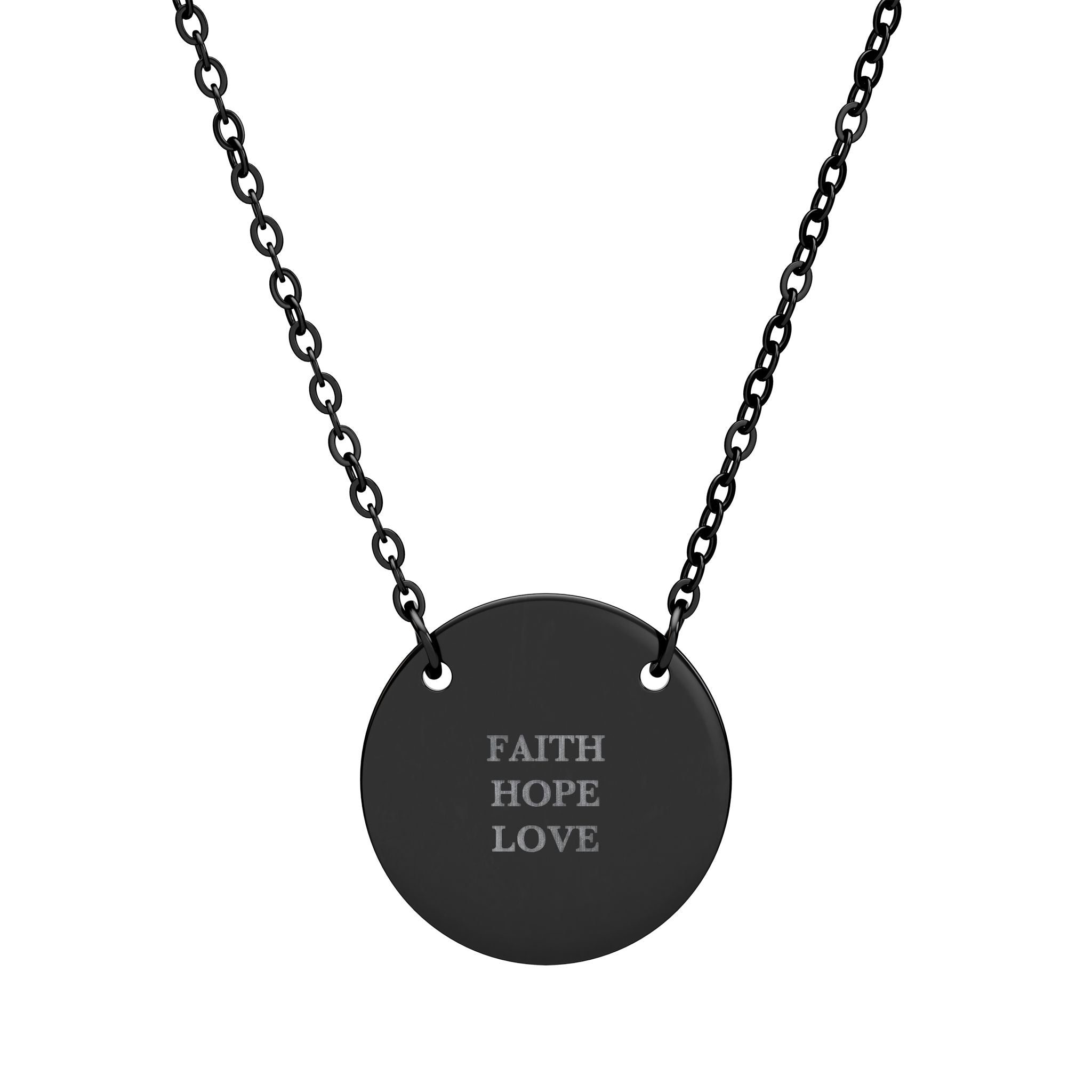 Faith Hope Love Circle Necklace - 1 Corinthians 13:13 Christian Faith Jewelry, Engraved