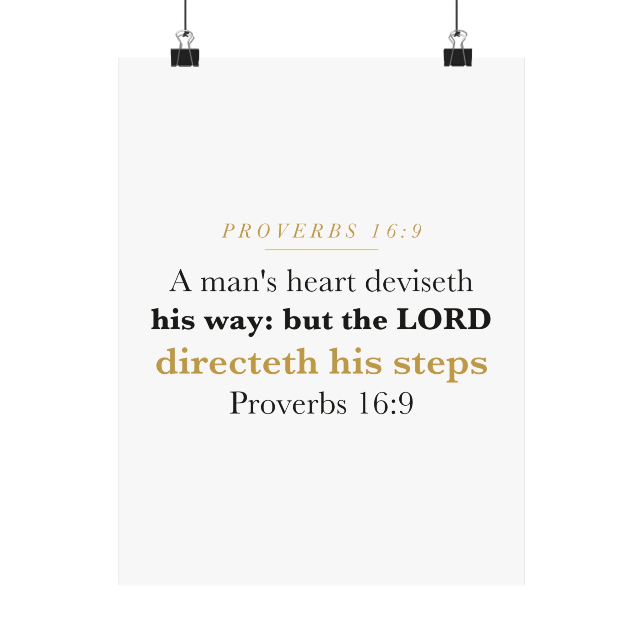 The LORD Directeth His Steps Proverbs 16:9 New Job Promotion Gift Poster | Minimalist Christian Print for New Career
