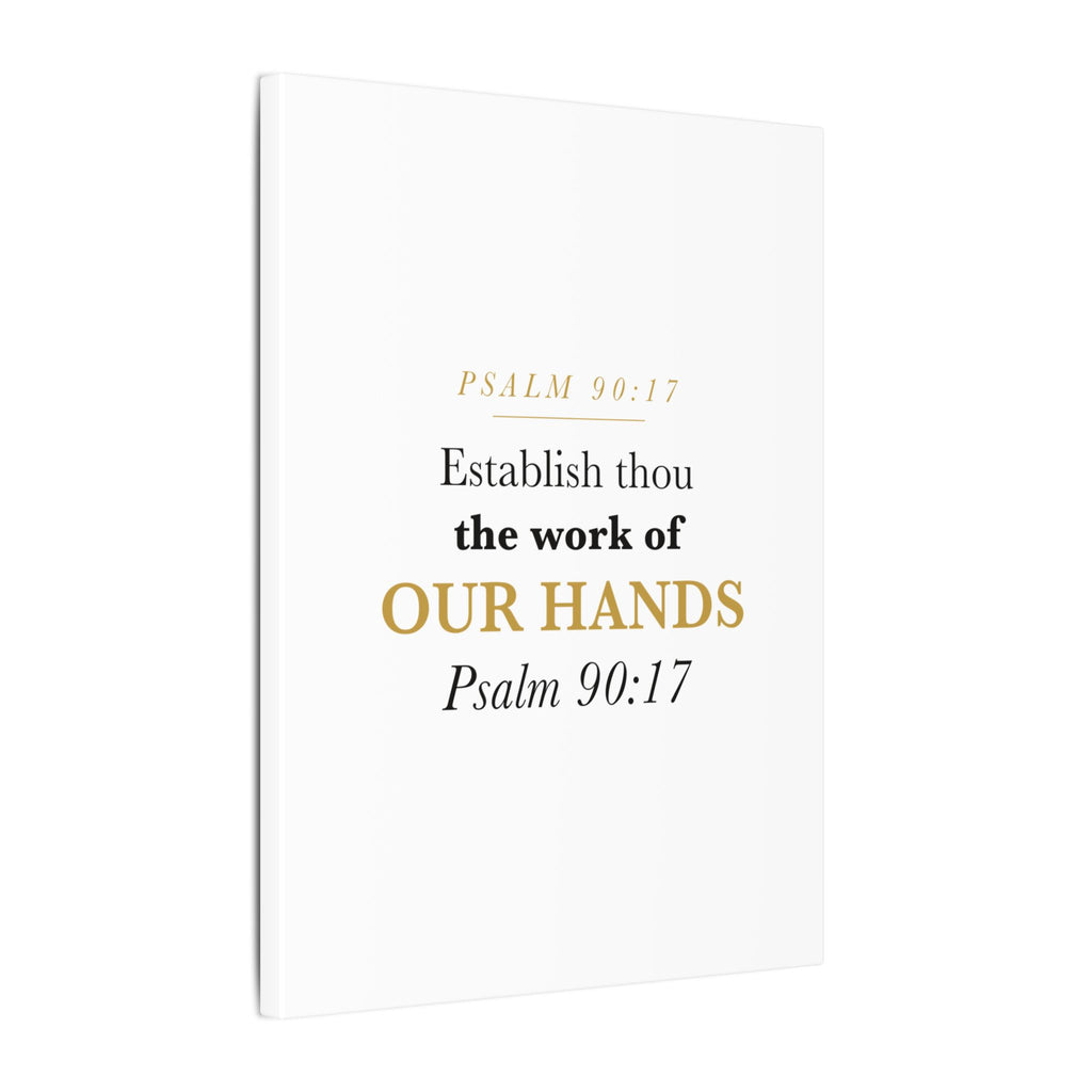 Establish the Work of Our Hands Psalm 90:17 Retirement Gift Canvas | Elegant Serif Christian Wall Art for Retiree