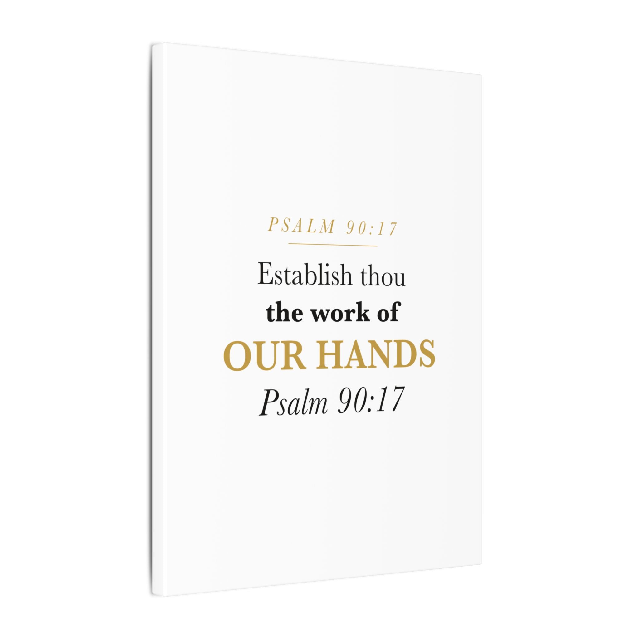 Establish the Work of Our Hands Psalm 90:17 Retirement Gift Canvas | Elegant Serif Christian Wall Art for Retiree