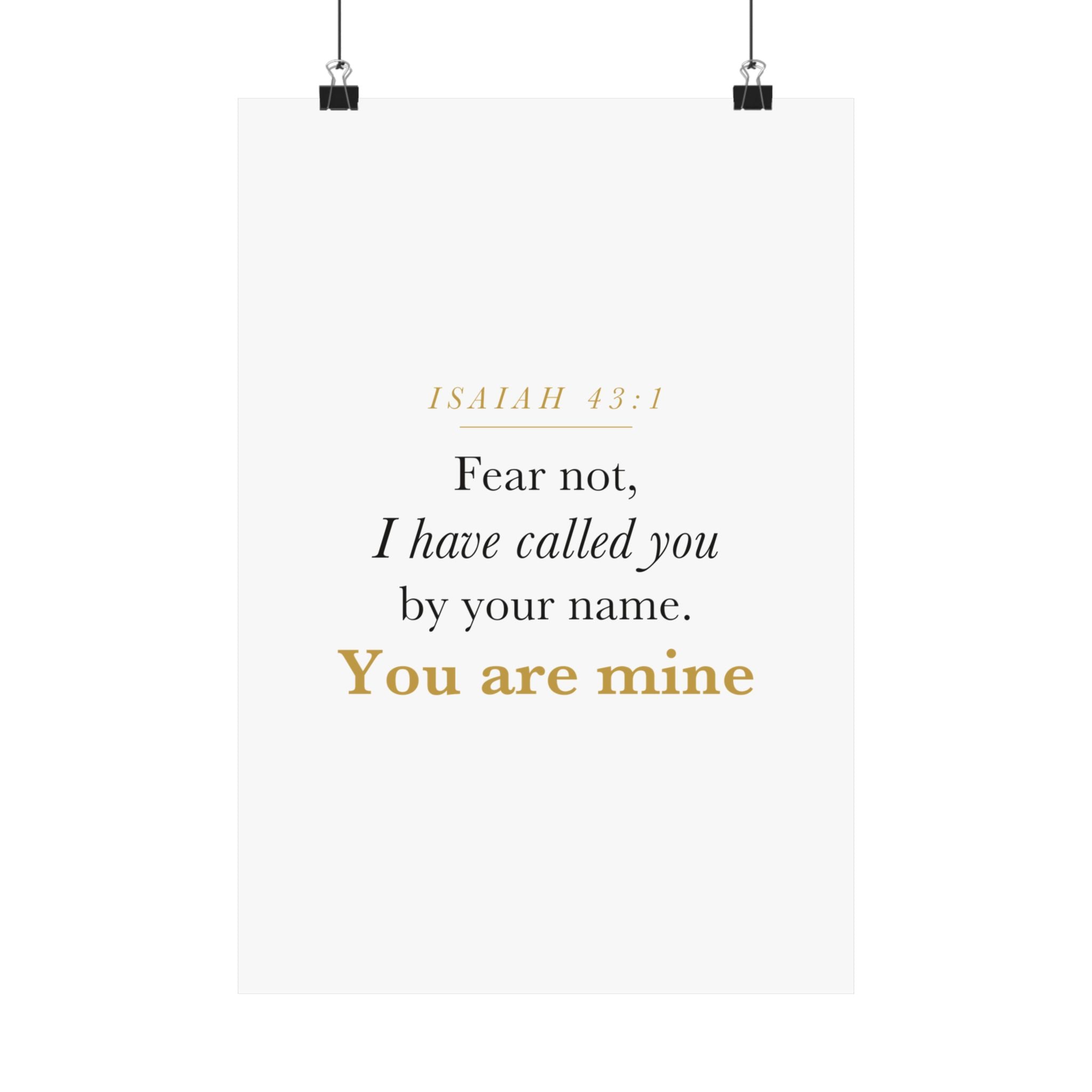 Isaiah 43:1 Nursery Wall Art — Fear Not, You Are Mine — Christian Baby Girl Scripture Print