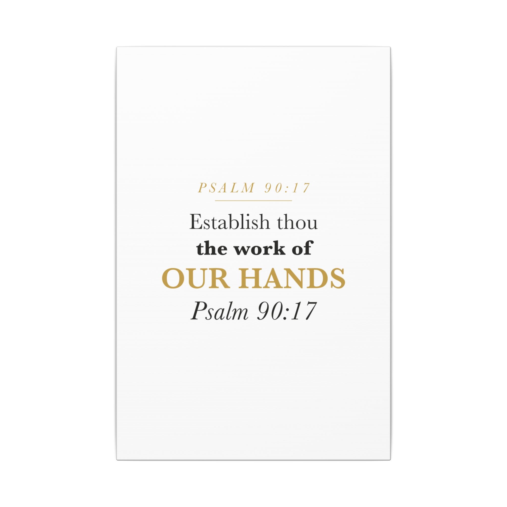 Establish the Work of Our Hands Psalm 90:17 Retirement Gift Canvas | Elegant Serif Christian Wall Art for Retiree