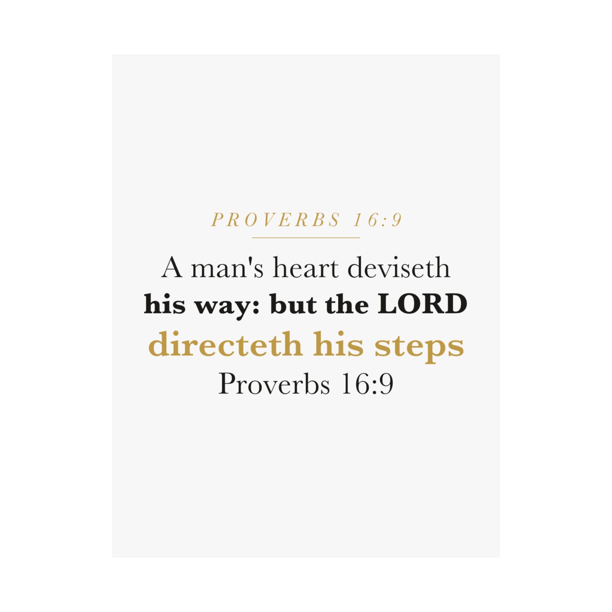 The LORD Directeth His Steps Proverbs 16:9 New Job Promotion Gift Poster | Minimalist Christian Print for New Career